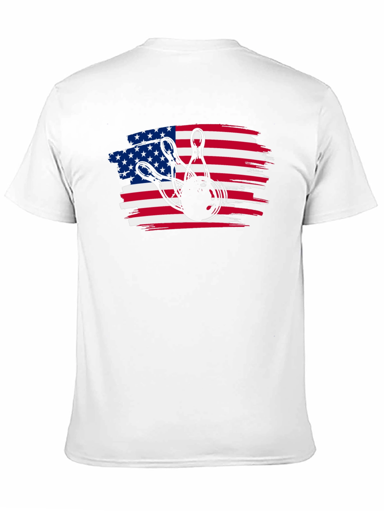 Black American Flag Bowling T-Shirt view 11