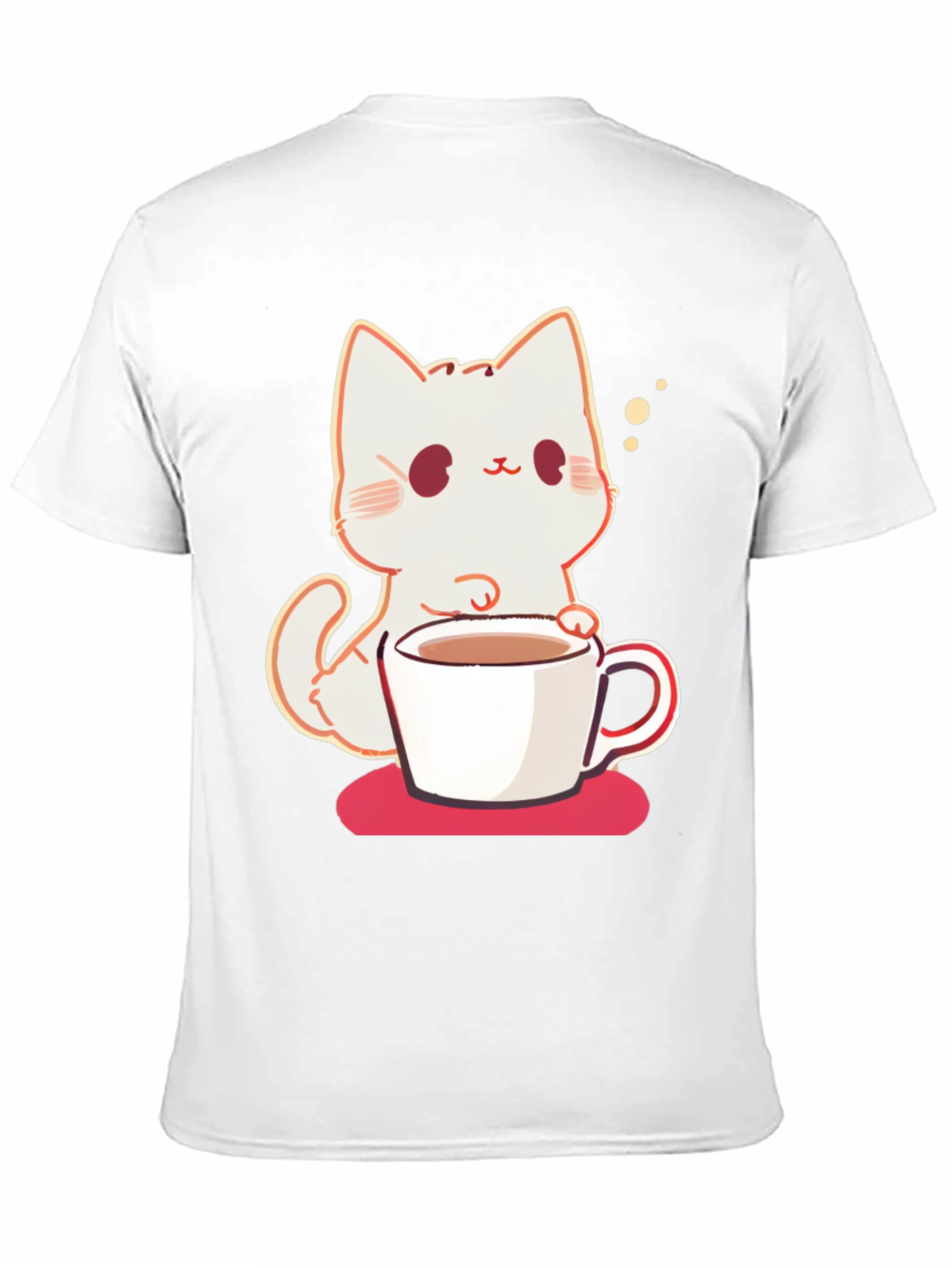 Black Cute Cat with Coffee T-Shirt view 11