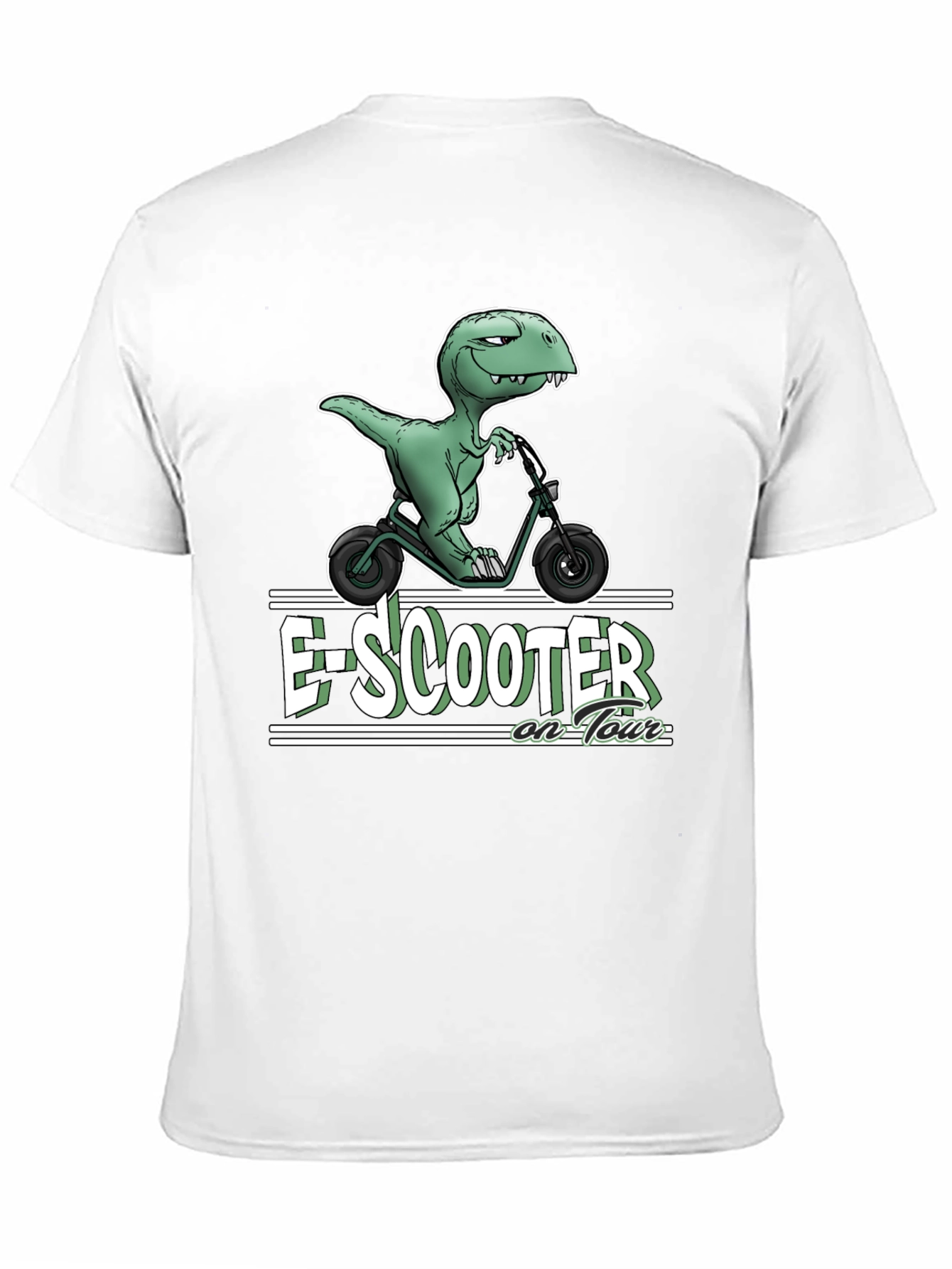 Black E-Scooter Dinosaur T-Shirt - On Tour view 11