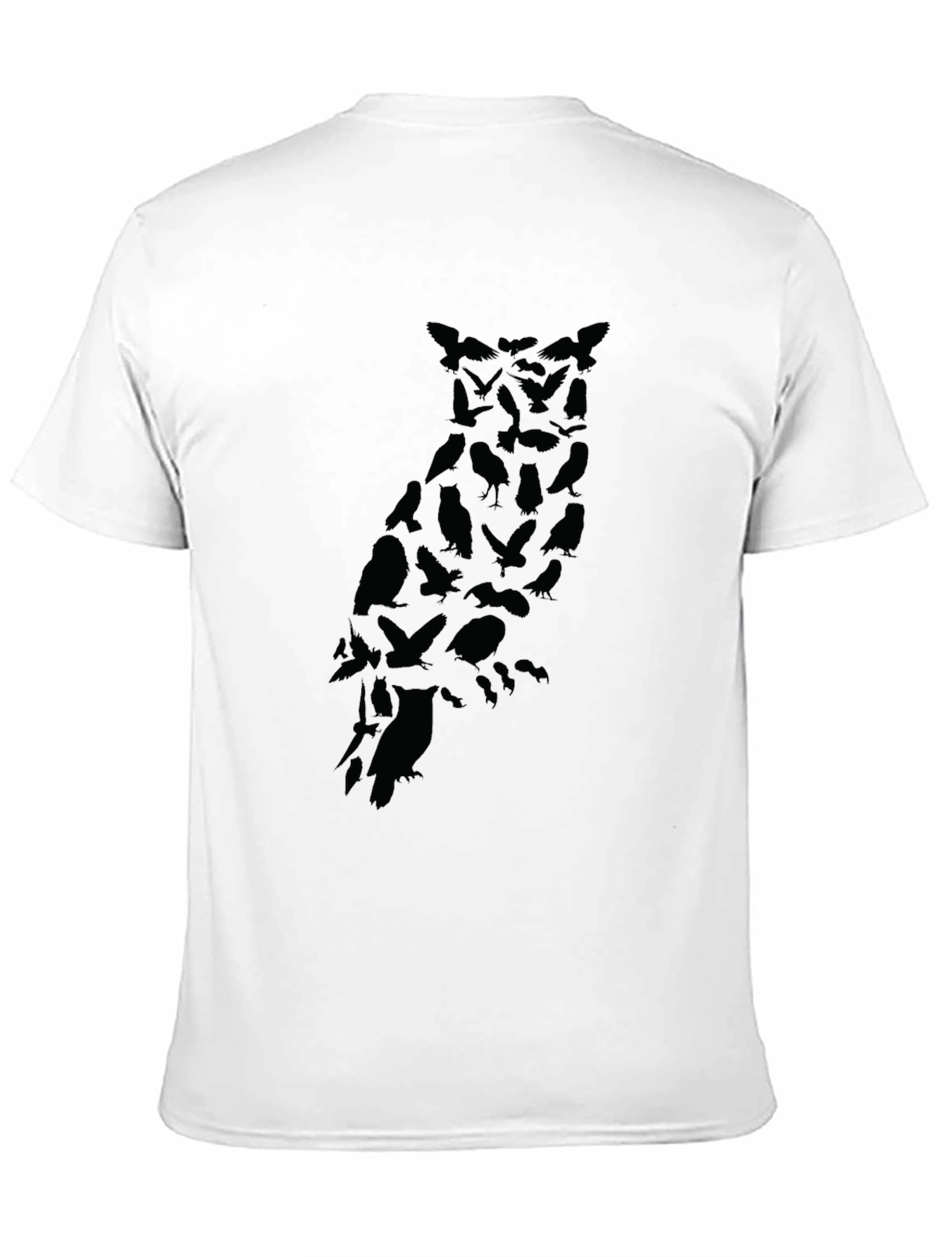 Black Men's Owl Silhouette Graphic Black T-Shirt view 11