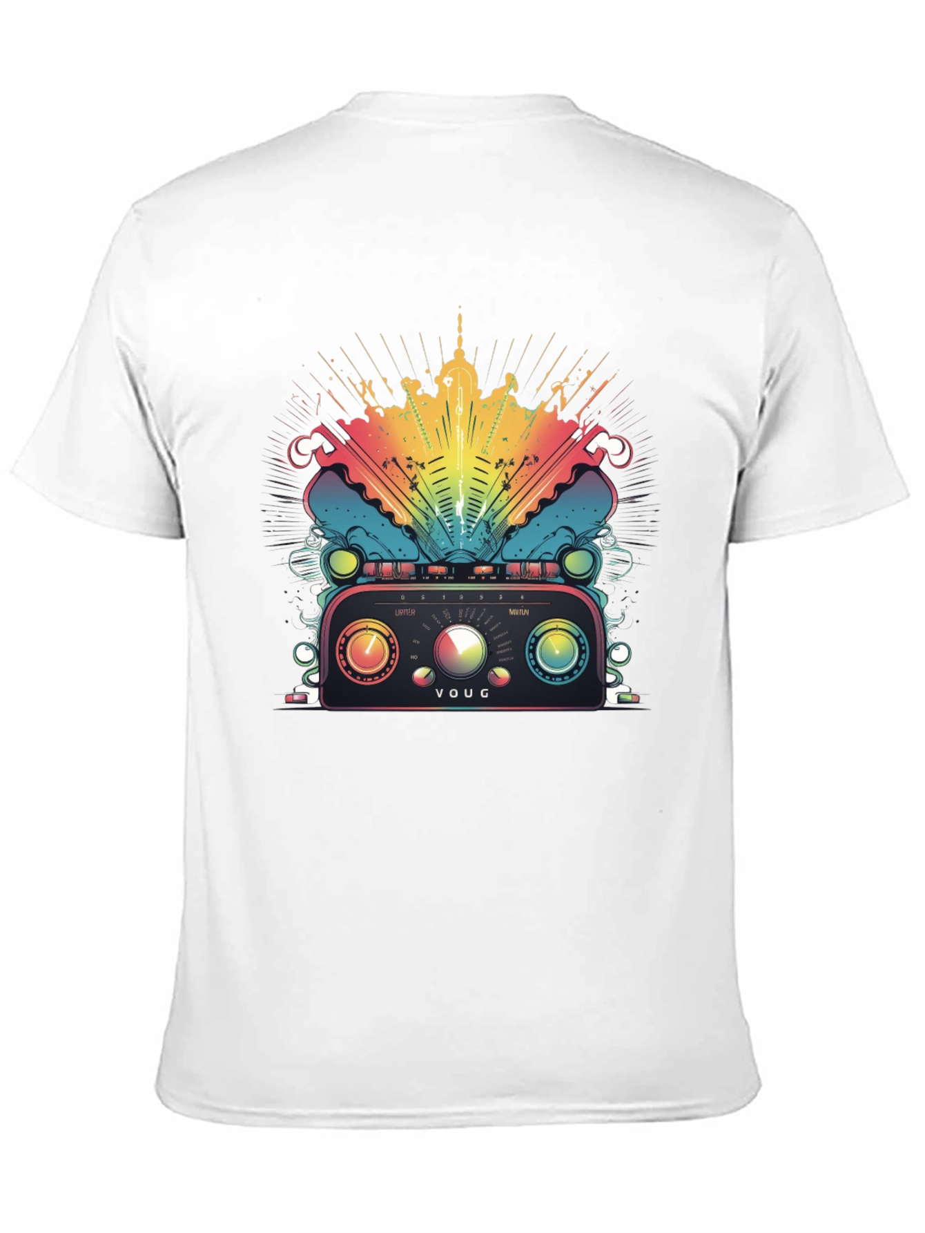 Black Retro Radio T-Shirt - Colorful Graphic Tee view 11