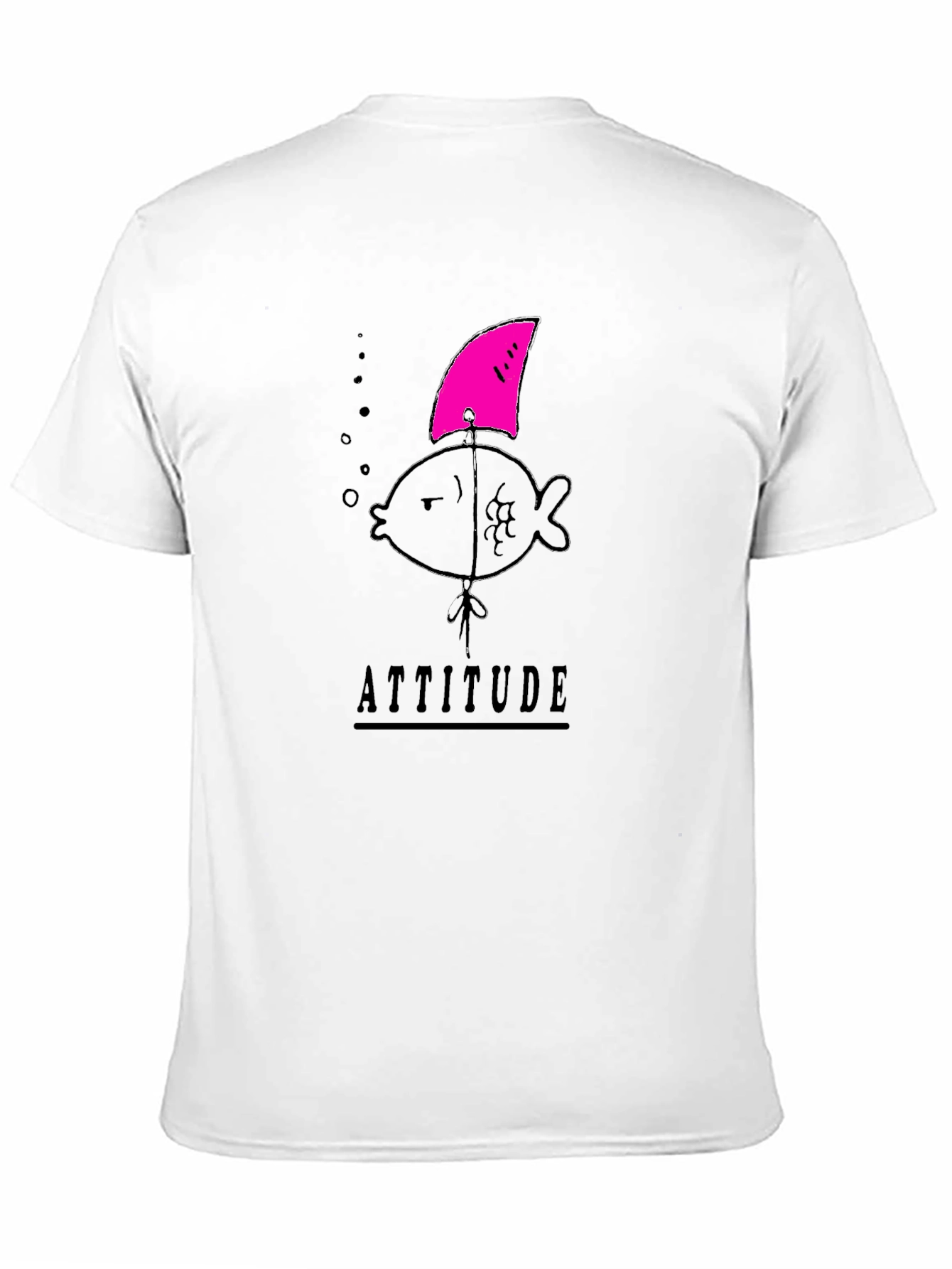 Black Attitude Fish Tee - Shark Fin Humor view 11