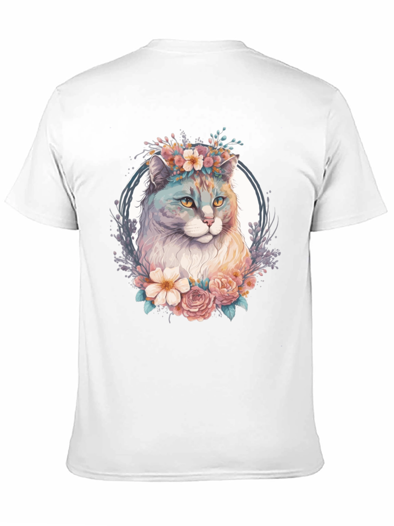 Black Floral Cat Graphic T-Shirt view 11