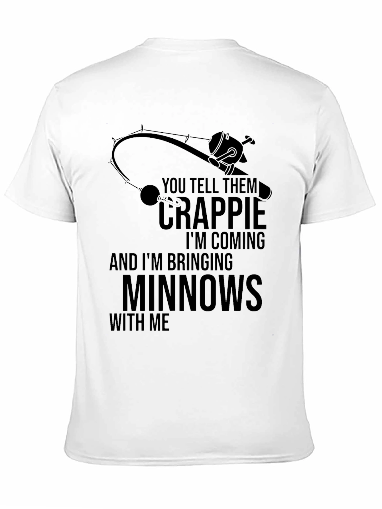 Black Crappie Fishing T-Shirt - Minnows & Rod Graphic view 11