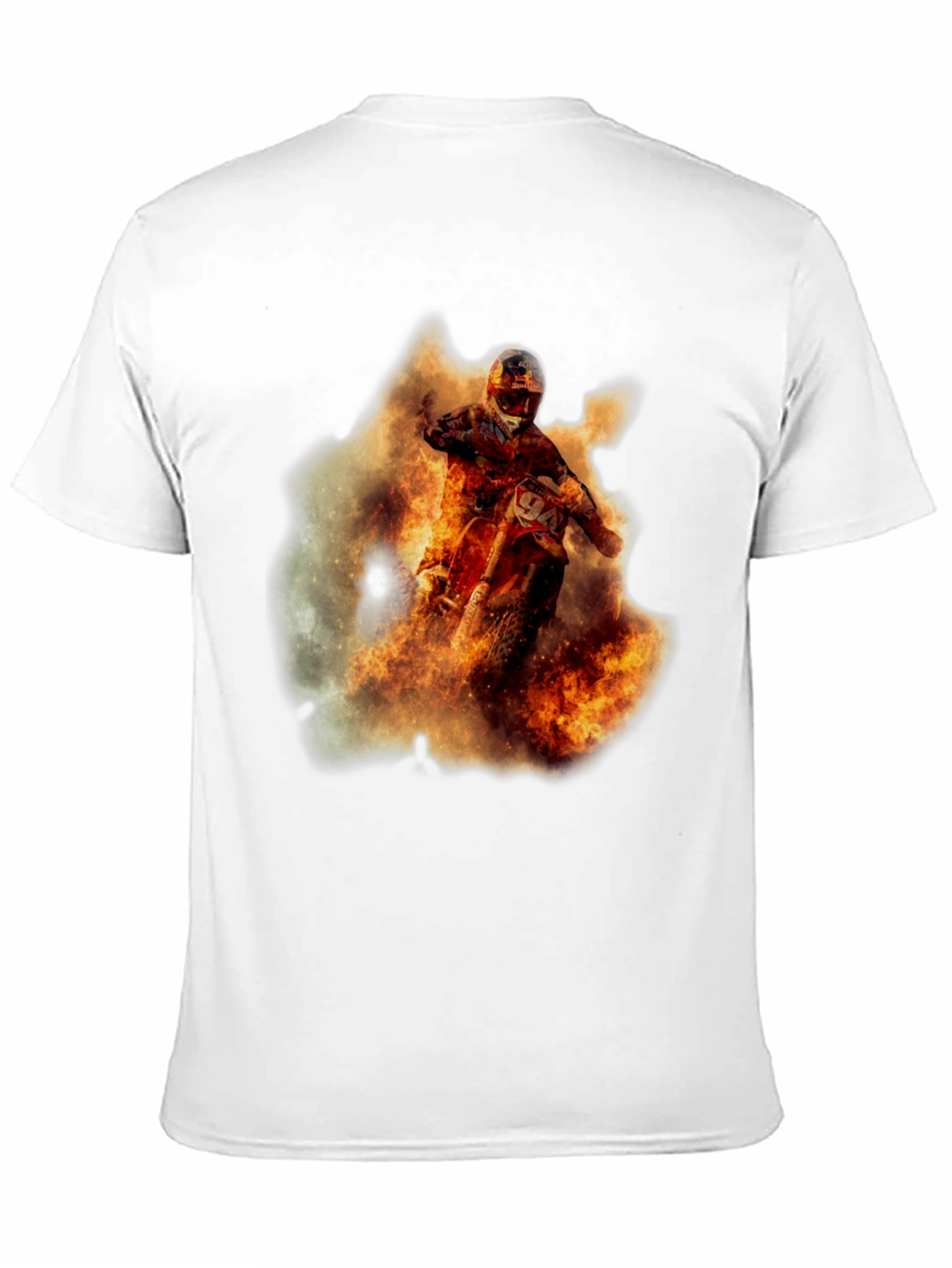Black Fiery Motocross Rider Graphic Tee view 11