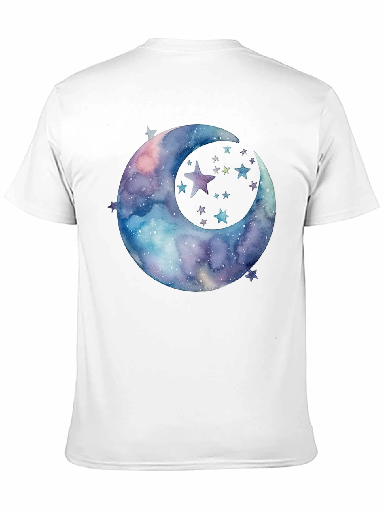 Black Watercolor Moon & Stars Graphic Tee - Black Cotton view 11