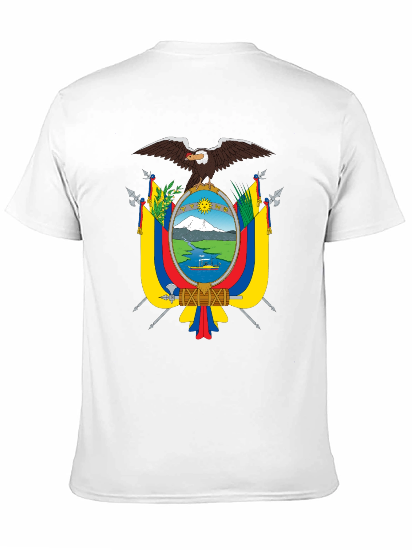 Black Ecuador Flag Eagle Crest Black T-Shirt view 11