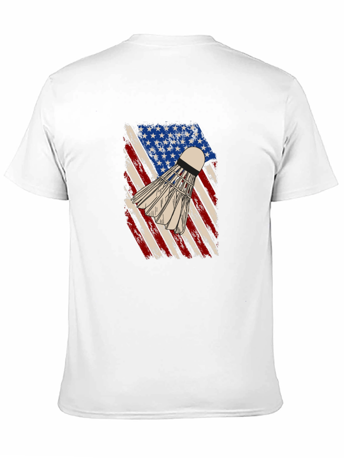Black Patriotic Badminton T-Shirt - USA Flag Shuttlecock Design view 11