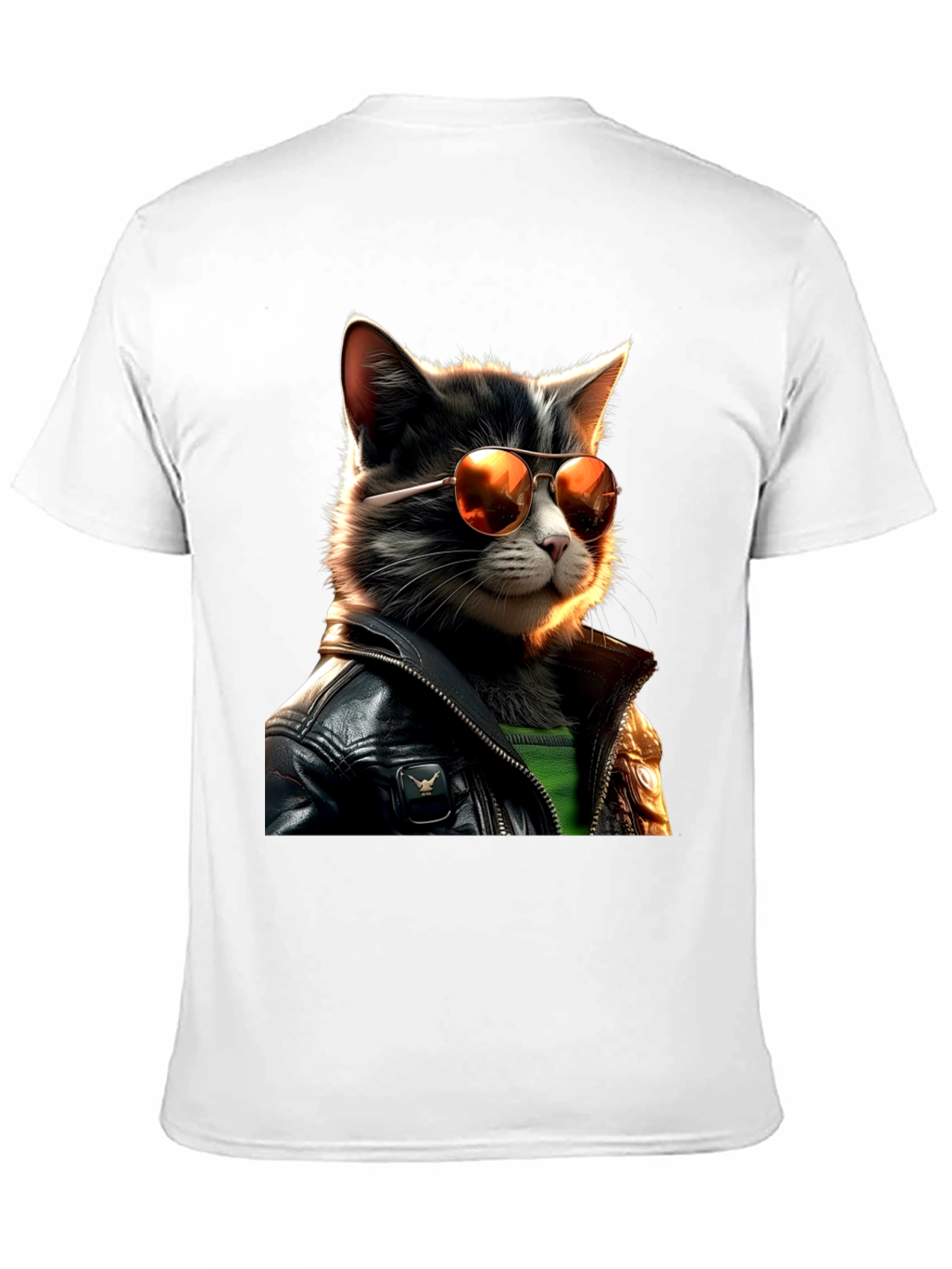 Black Cool Cat in Leather T-Shirt view 11