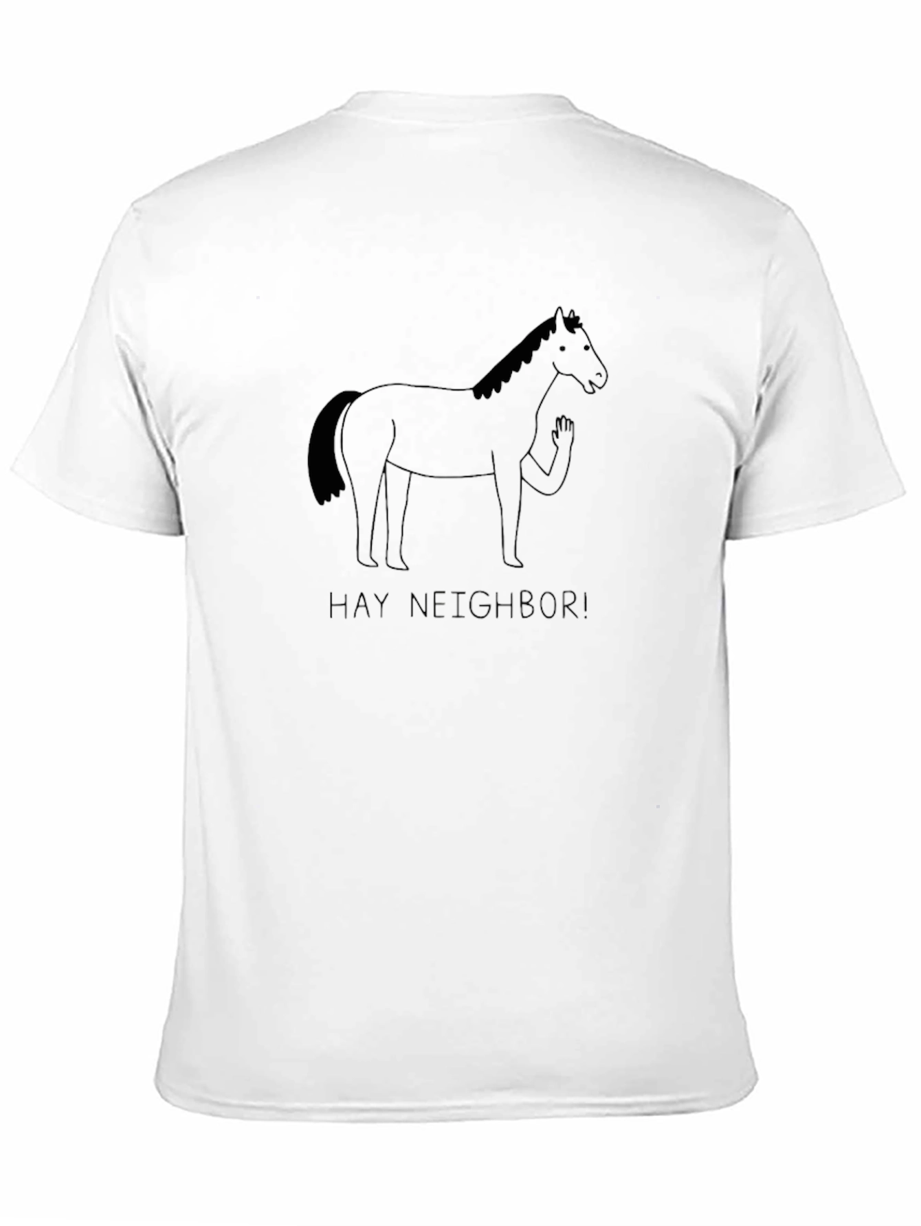 Black Hay Neighbor! Graphic Tee - Horse Cartoon view 11
