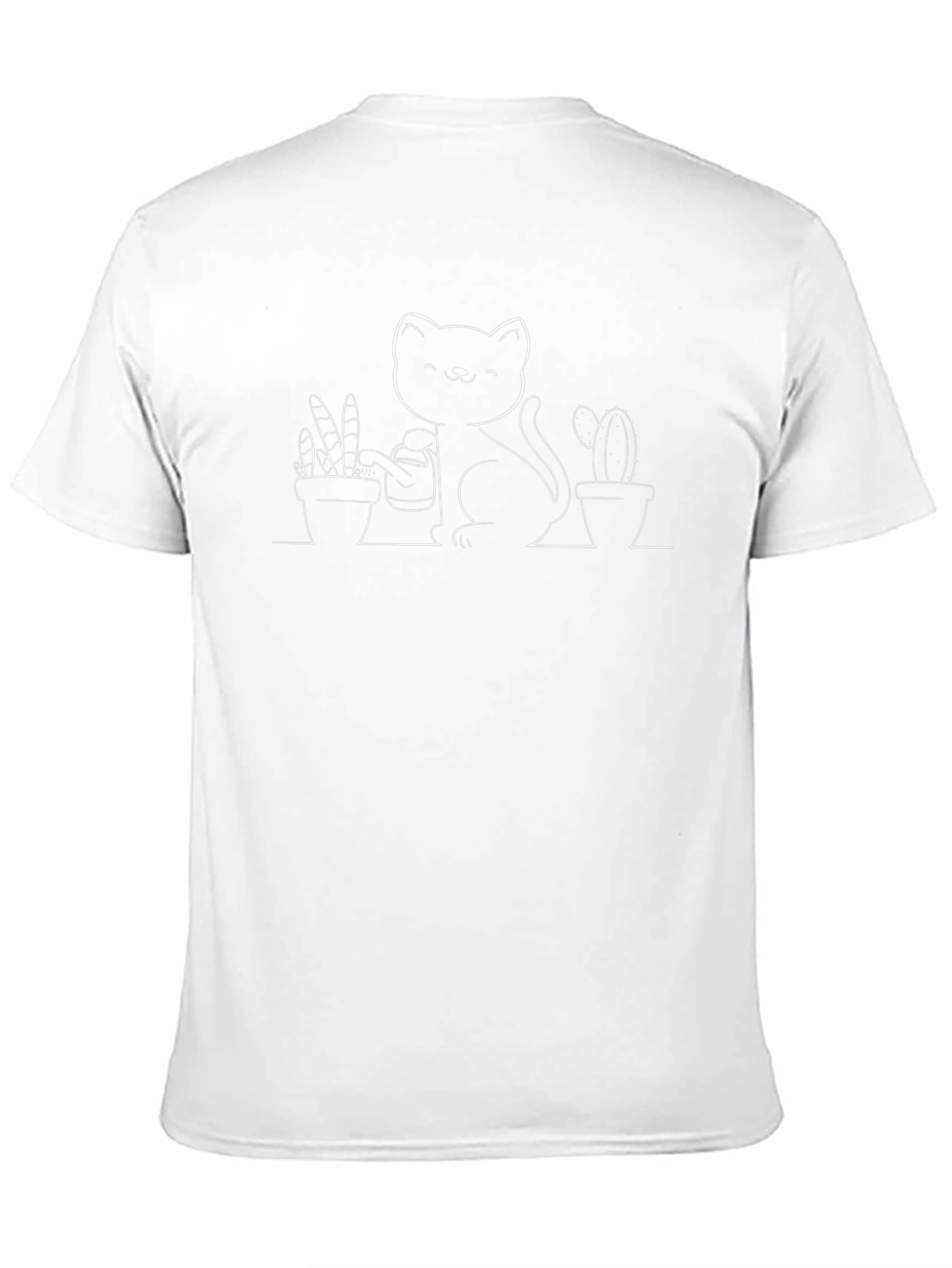 Black Cat Watering Plants Graphic T-Shirt - Black view 11