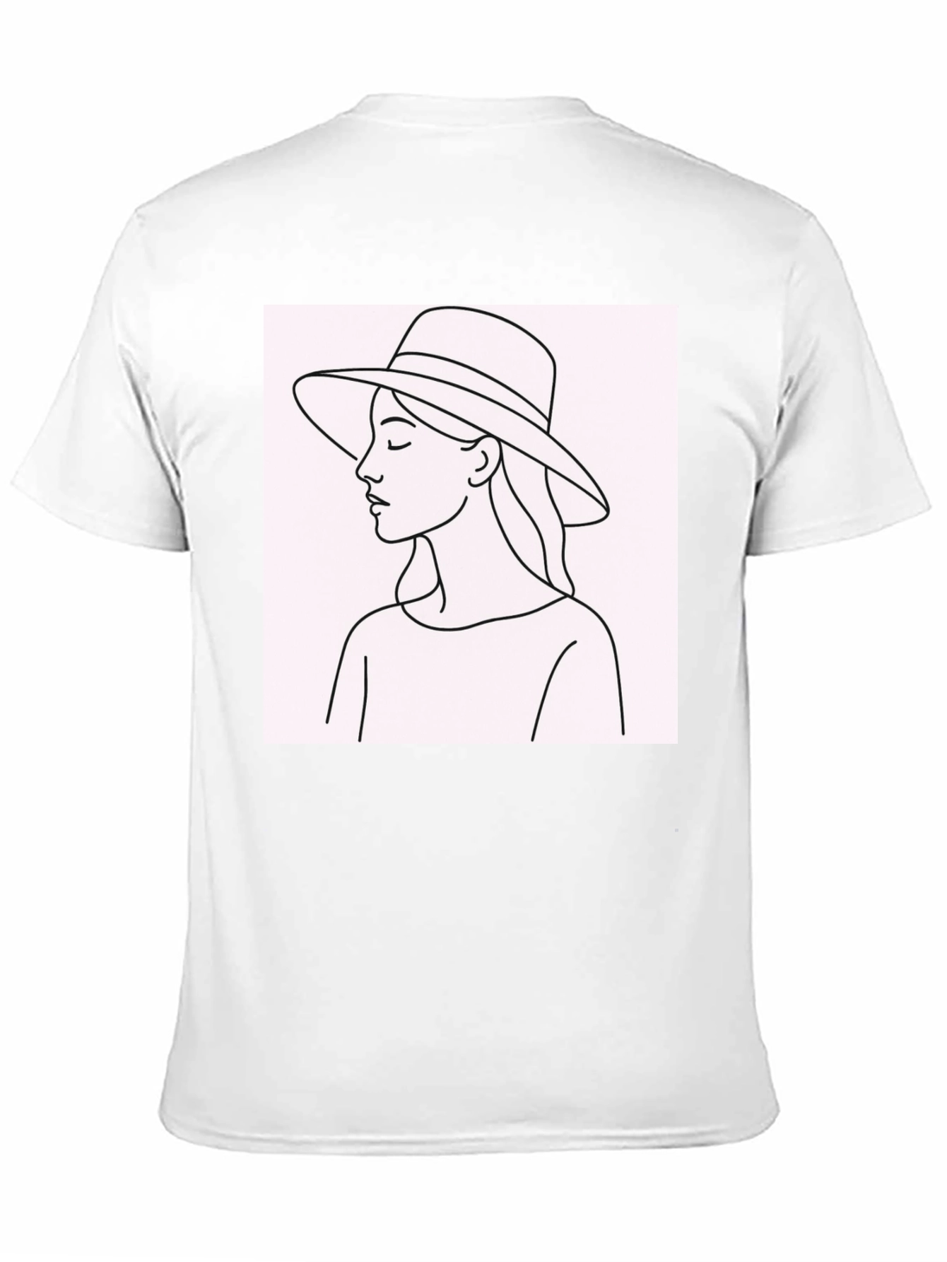 Black Minimalist Woman in Hat T-Shirt - Stylish Black Tee view 11