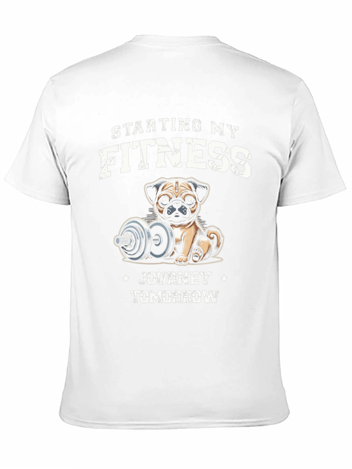Black Funny Pug Fitness T-Shirt: Starting My Journey Tomorrow view 11