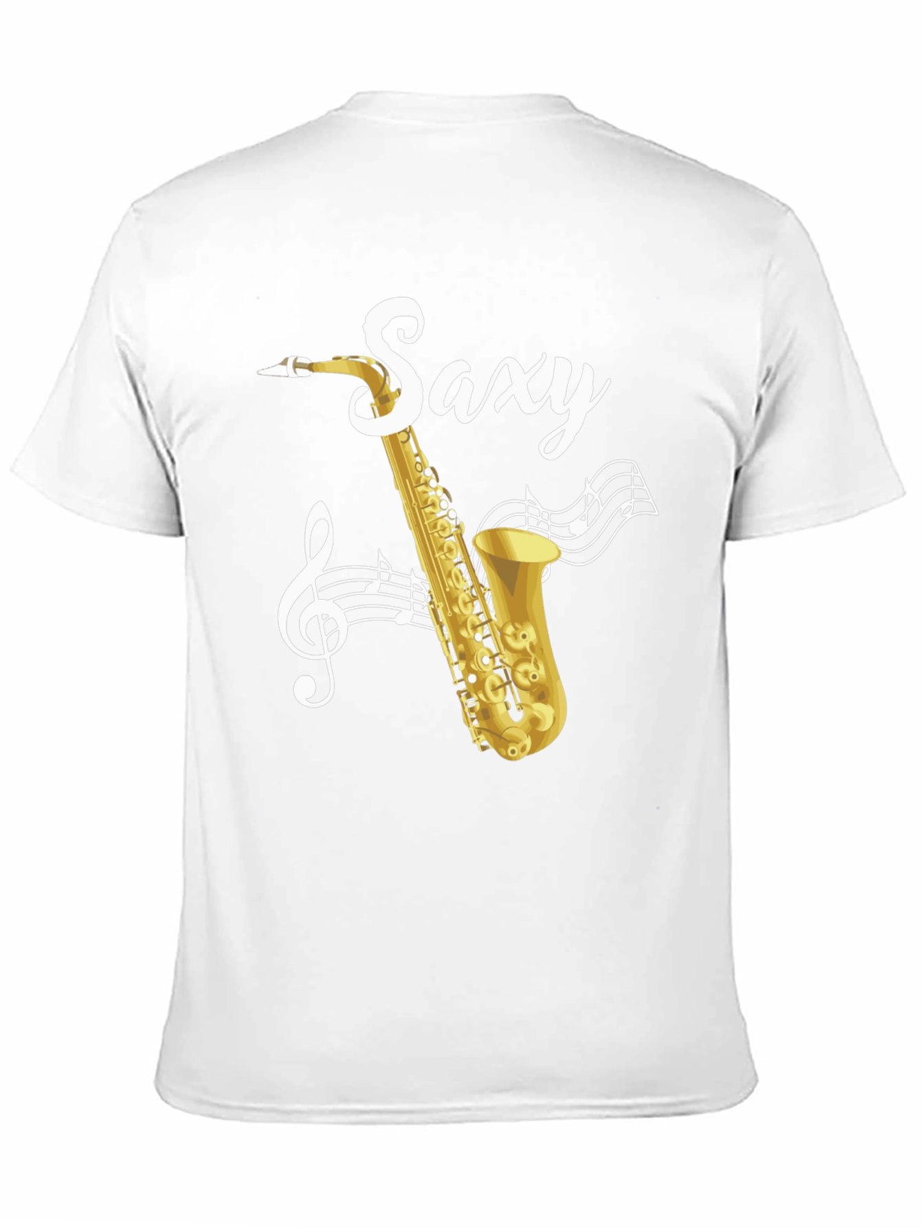 Black Saxy Saxophone Music Notes Graphic T-Shirt view 11