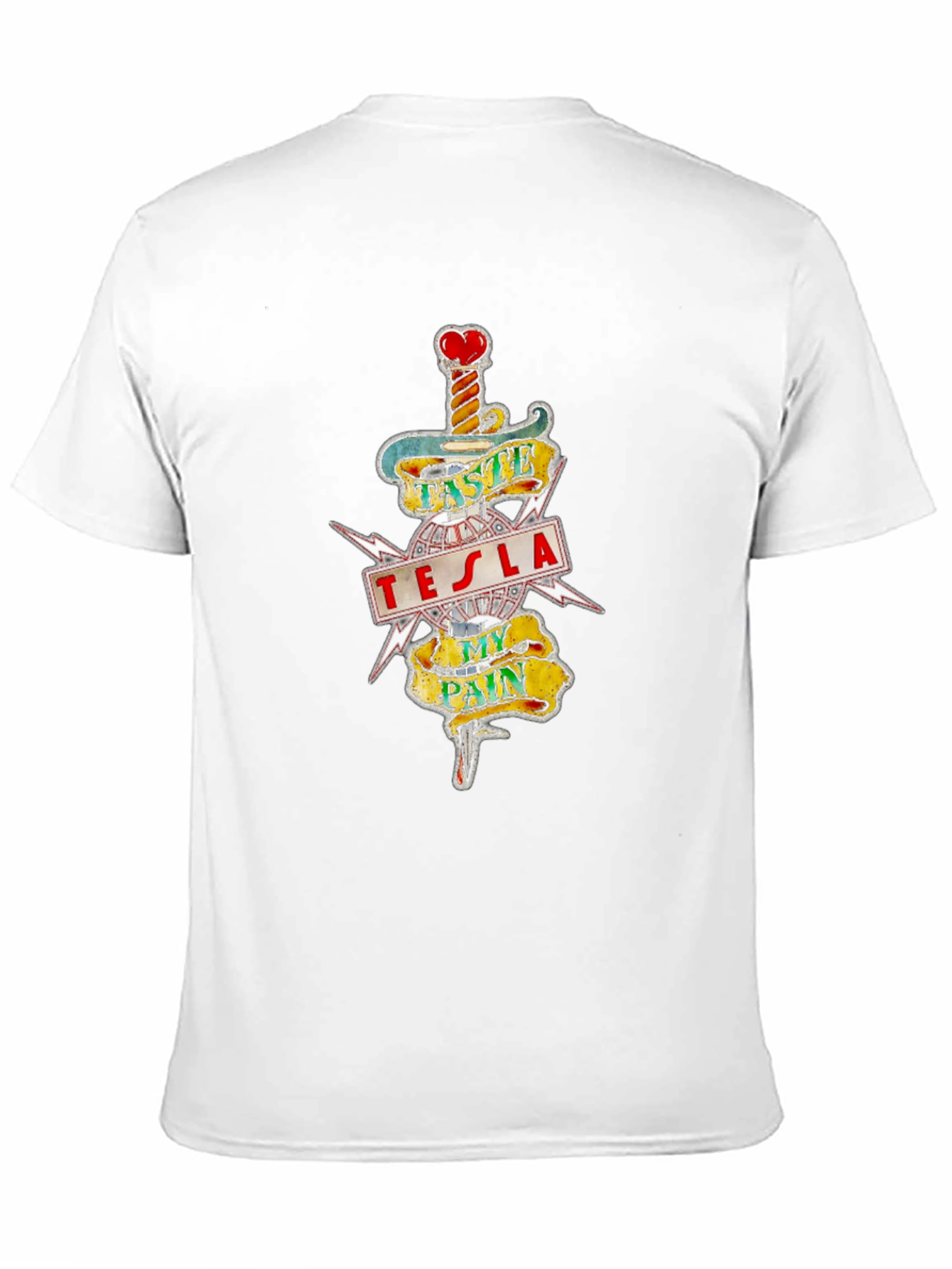 Tesla Taste My Pain Graphic Print Black T-Shirt - 11