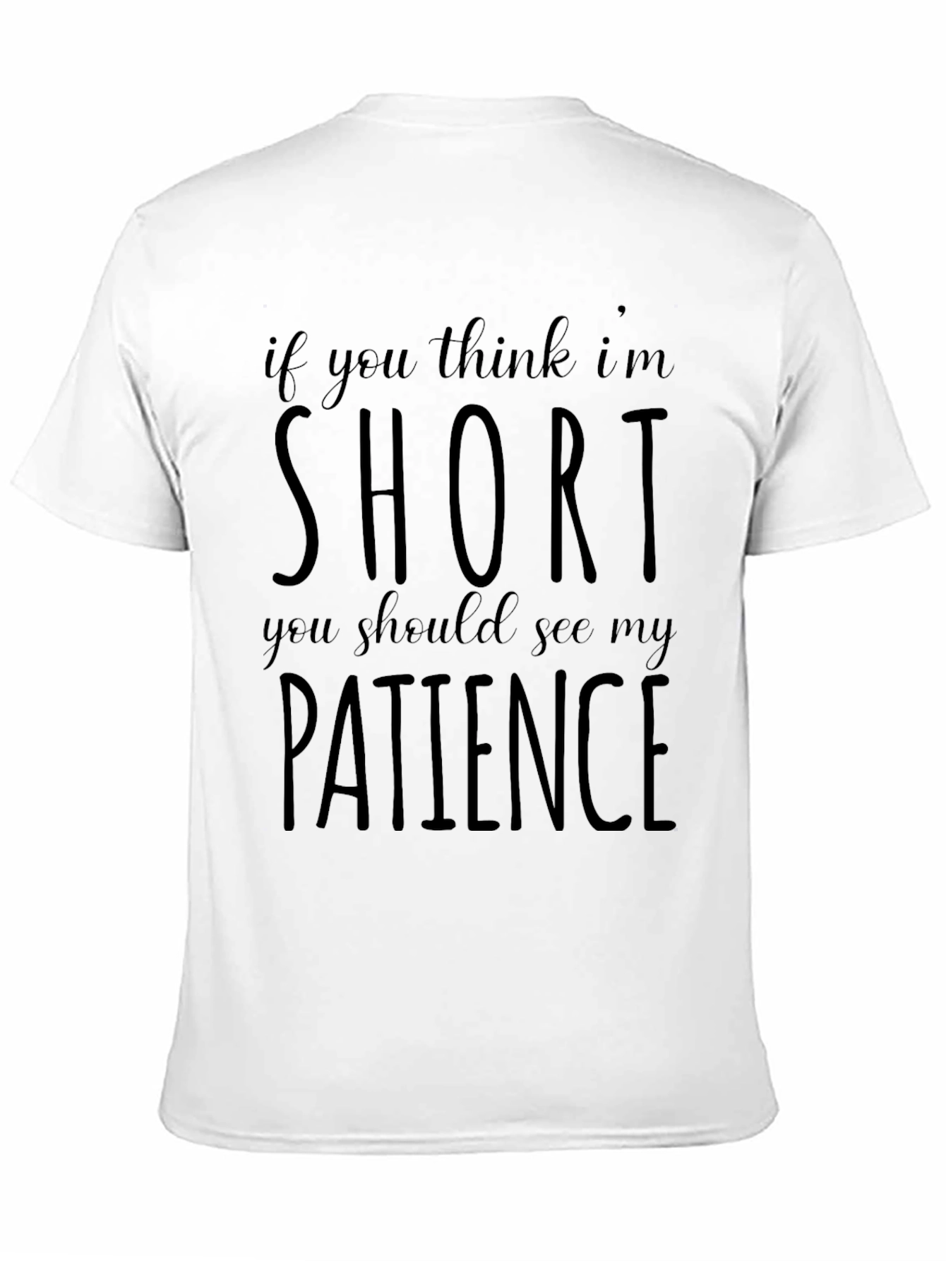 Black Funny Short Patience Men's Black T-Shirt view 11
