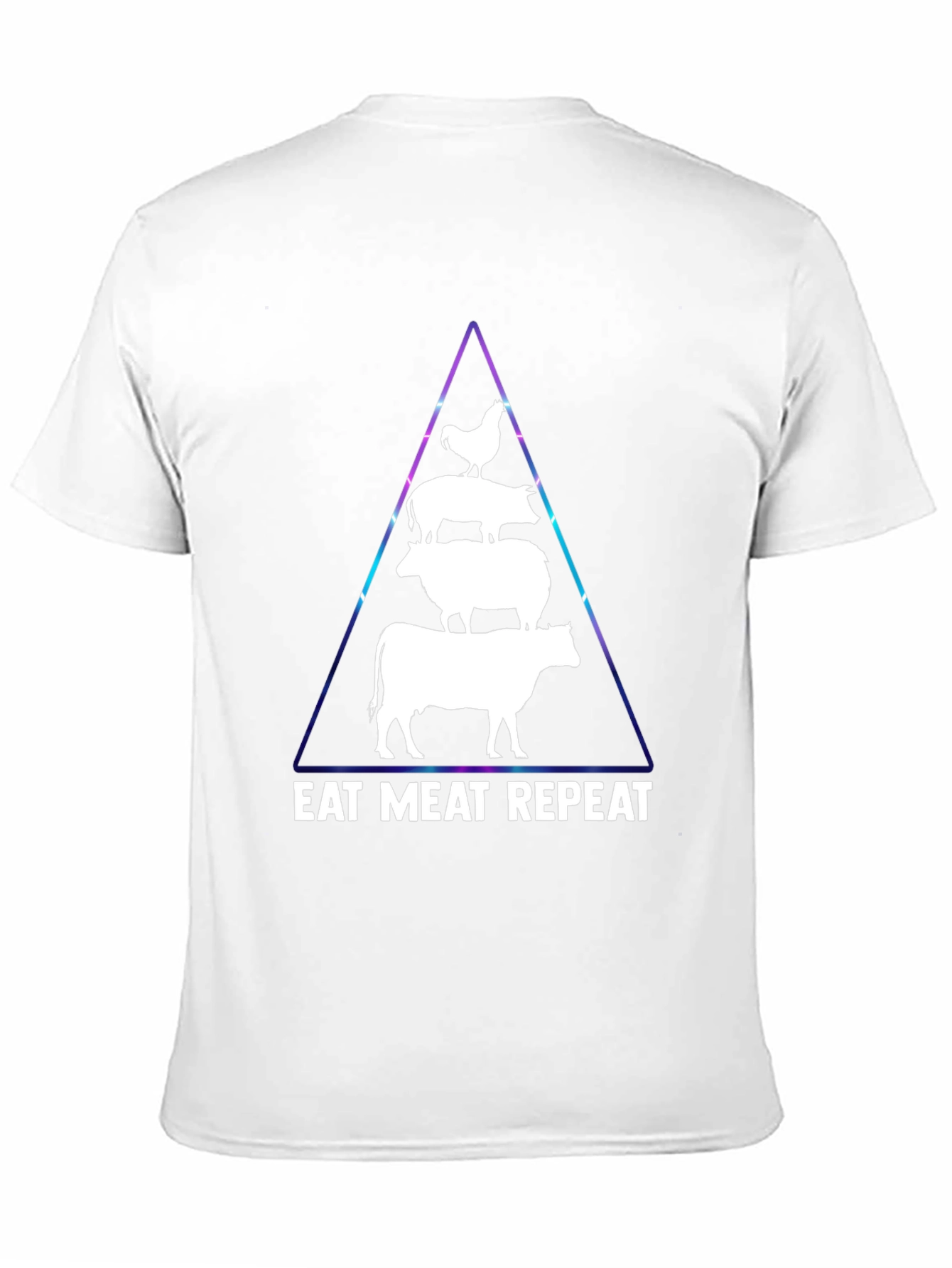 Black Eat Meat Repeat T-Shirt: Black, Animal Pyramid Design view 11