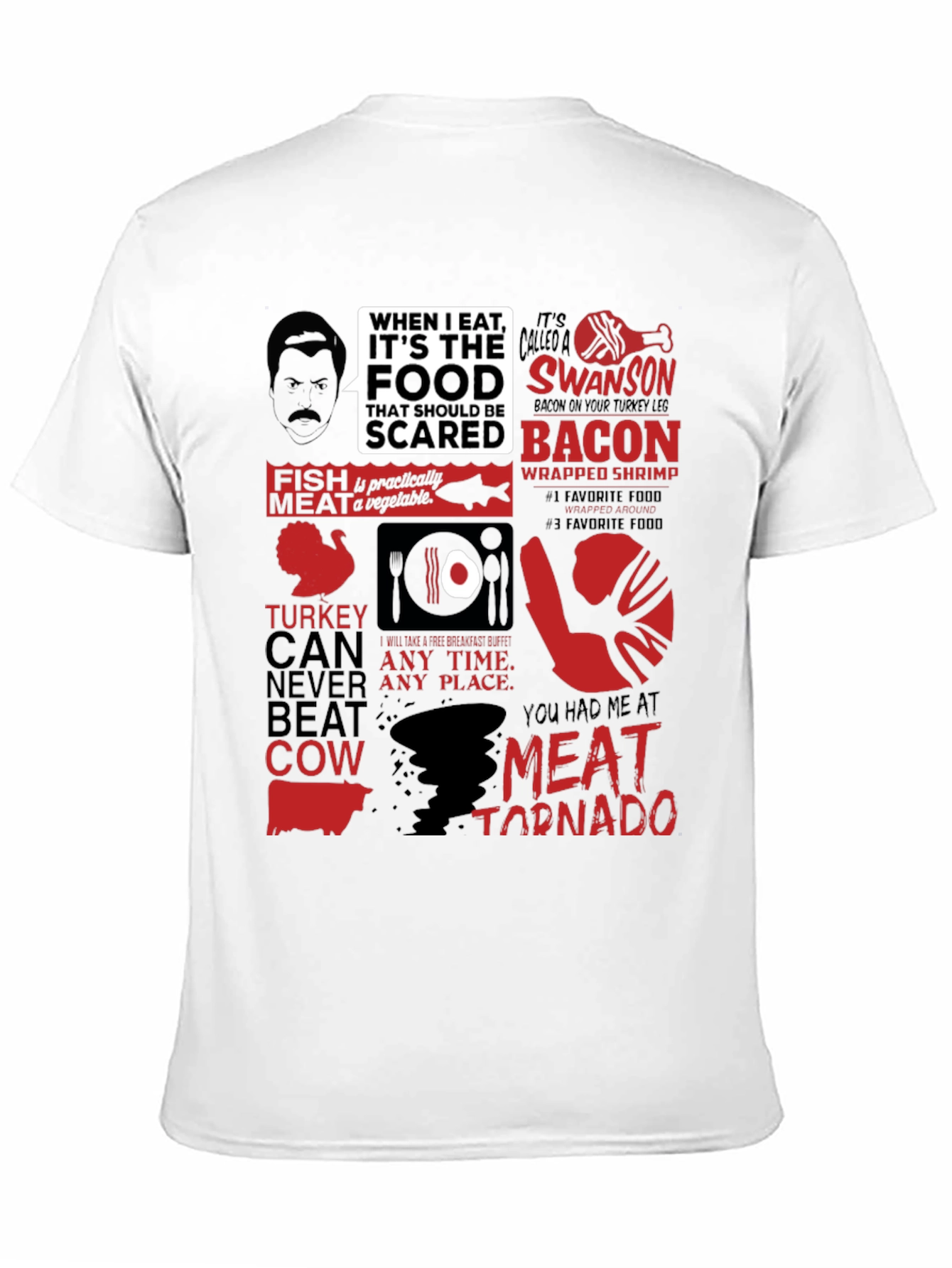 Ron Swanson Food T-Shirt - Meat Tornado Humor Tee - 11