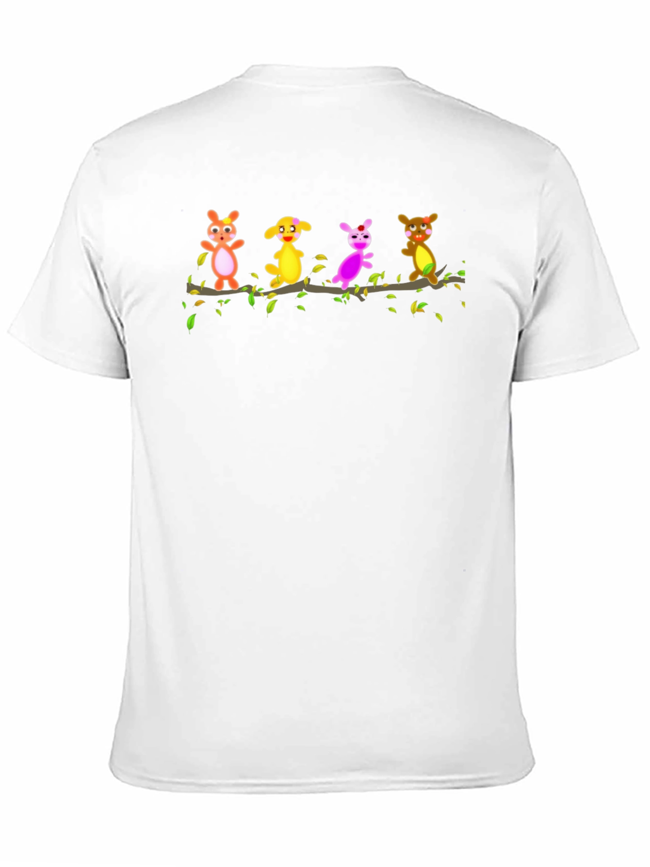 Black Cartoon Critters on a Branch Black T-Shirt view 11
