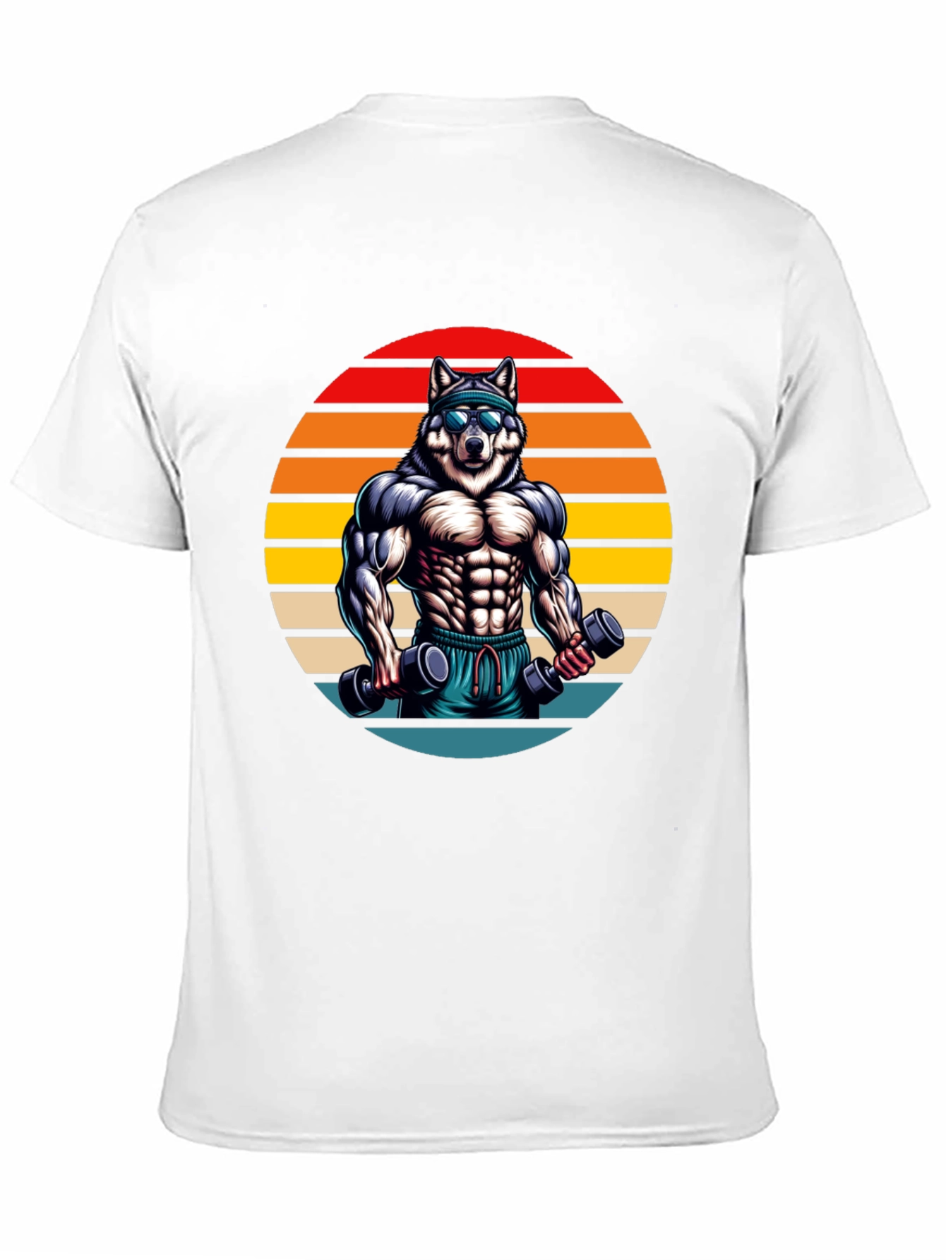 Black Wolf Gym T-Shirt - Retro Fitness Design view 11