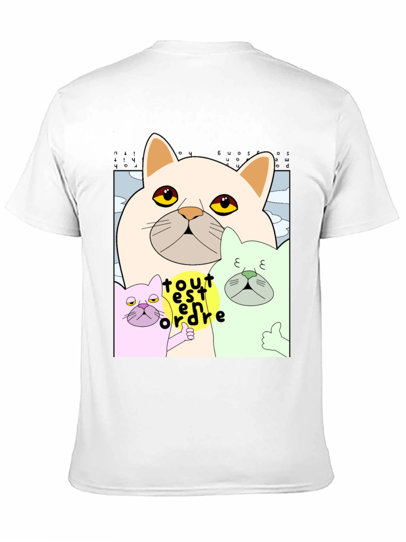 Black Cat Cartoon Graphic Black T-Shirt view 11