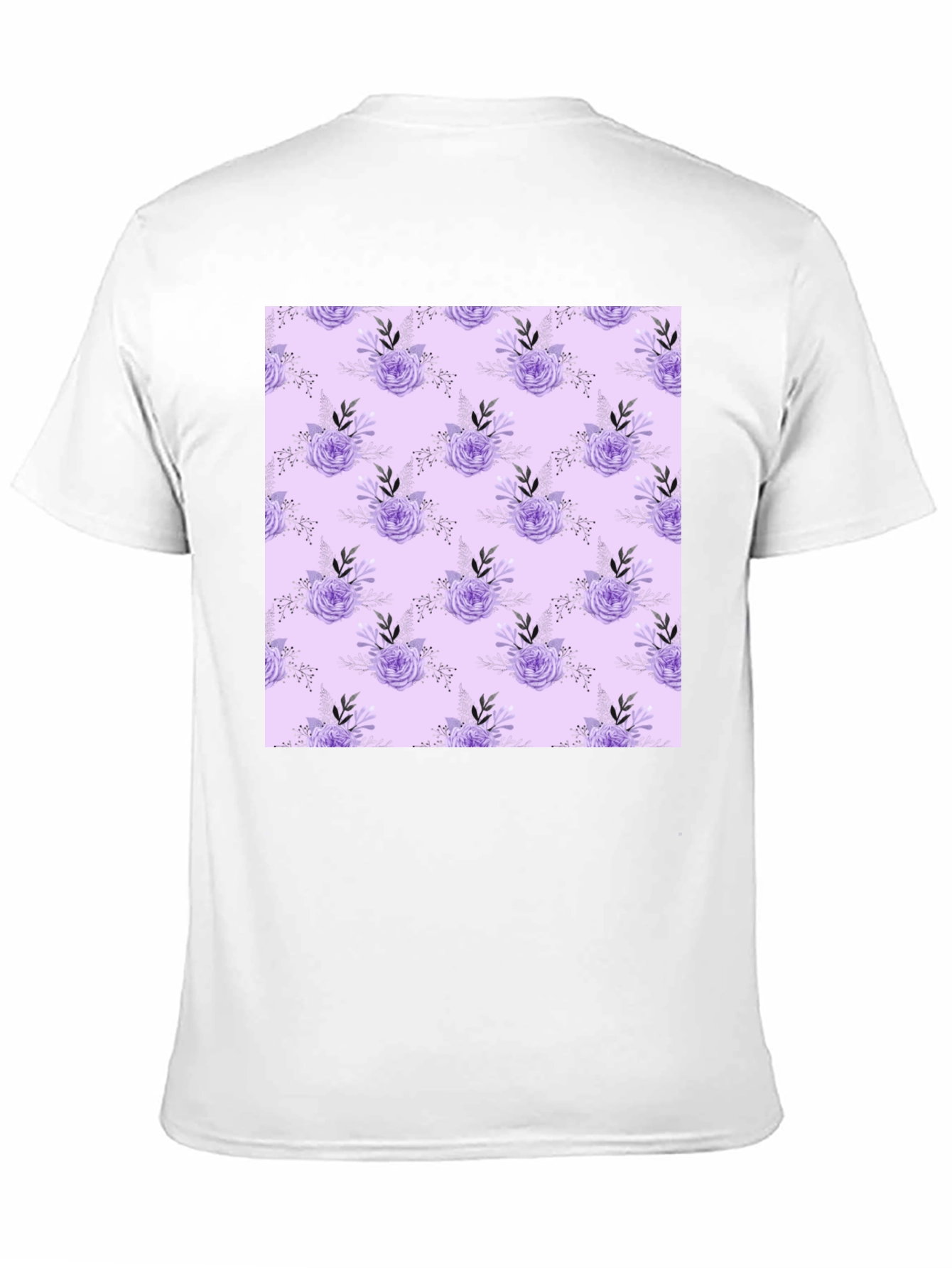Black Floral Lavender Pattern Black T-Shirt view 11