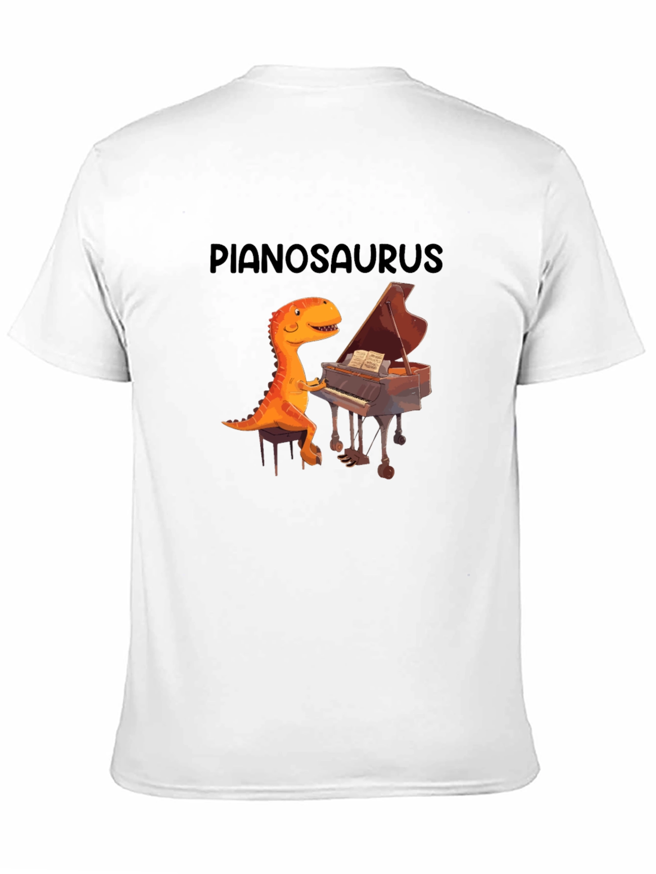 Black Pianosaurus Graphic Tee - Dino Piano Player Shirt view 11
