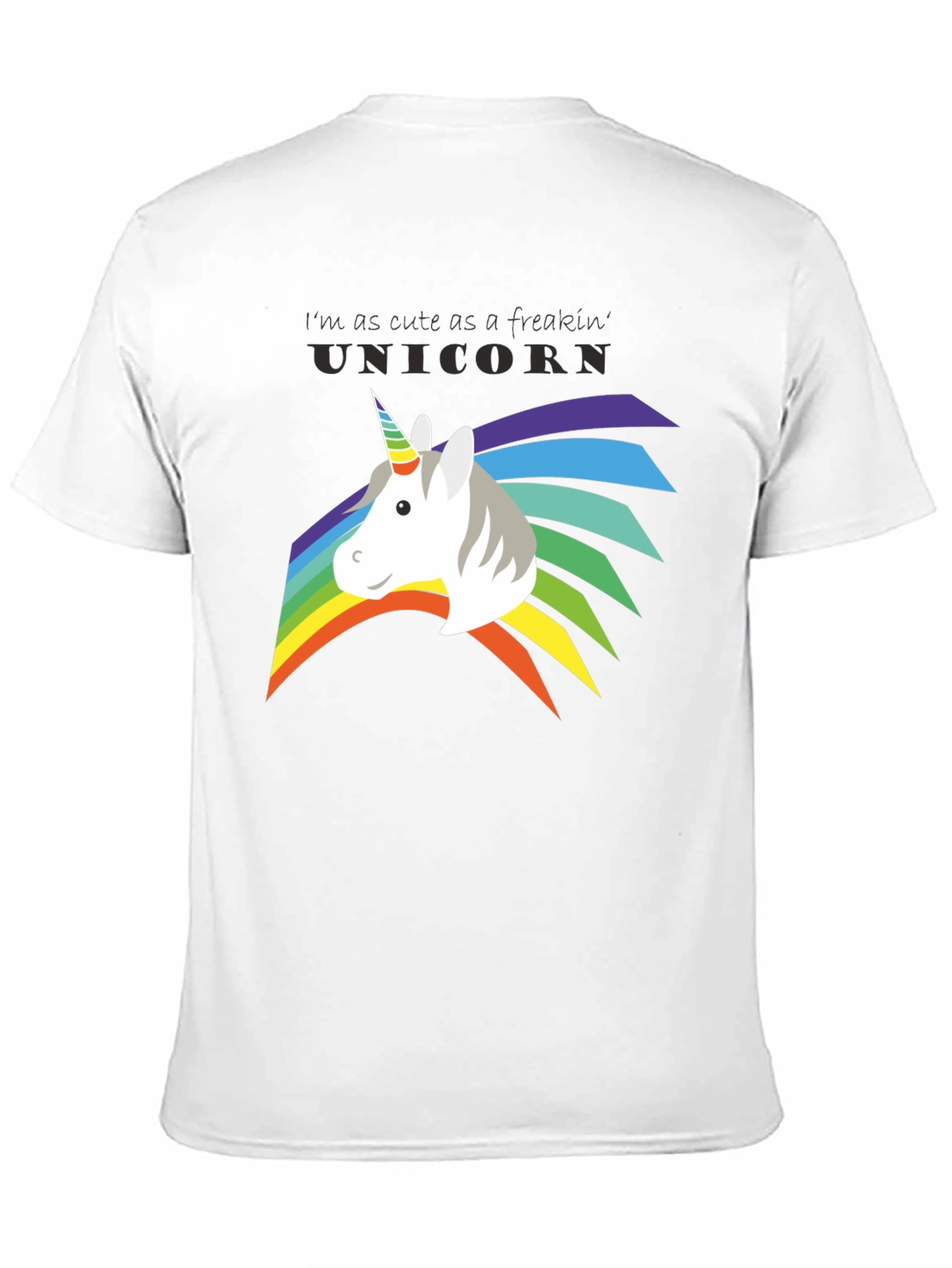Black Cute Unicorn Freakin' Unicorn Rainbow T-Shirt view 11
