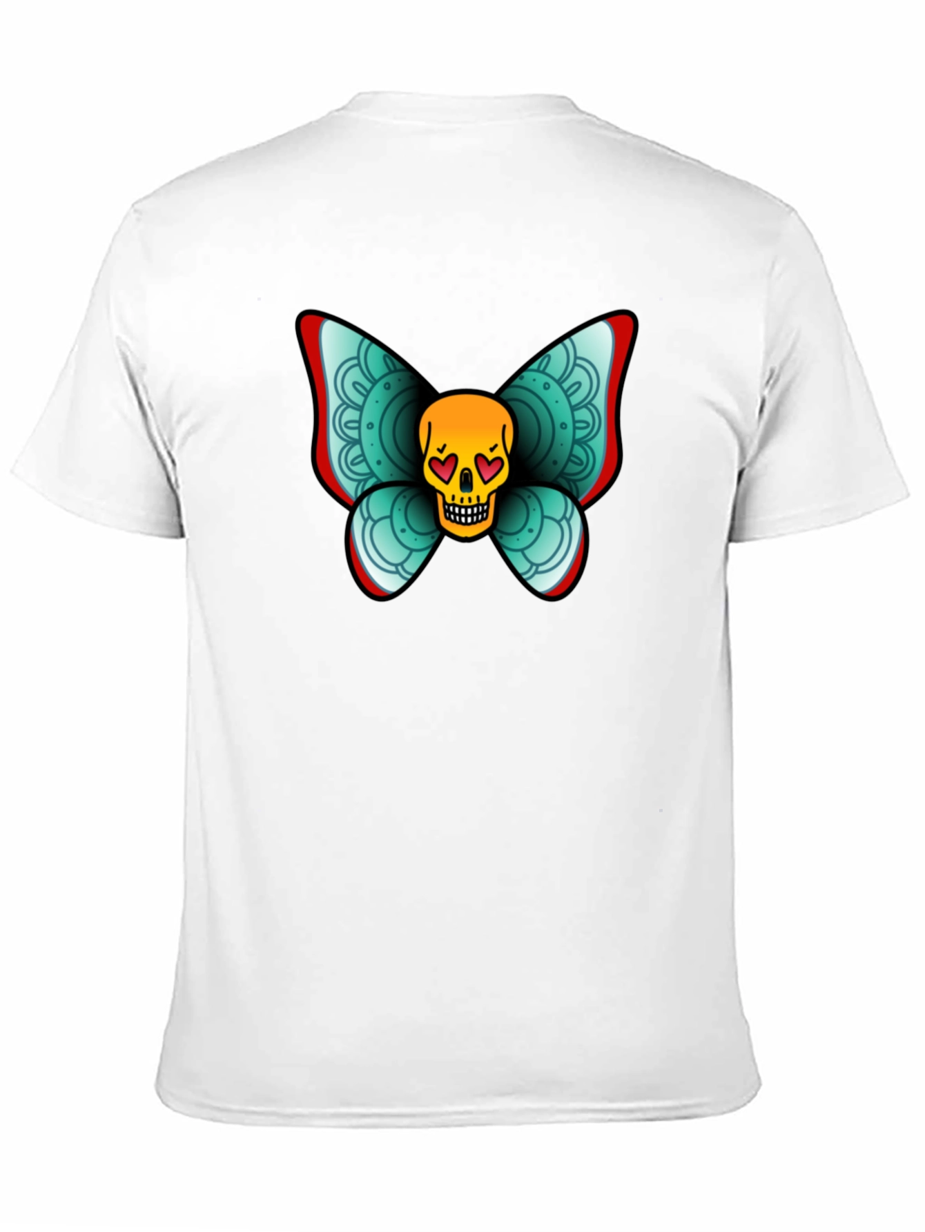 Black Skull Butterfly Graphic Tee - Black Cotton T-Shirt view 11