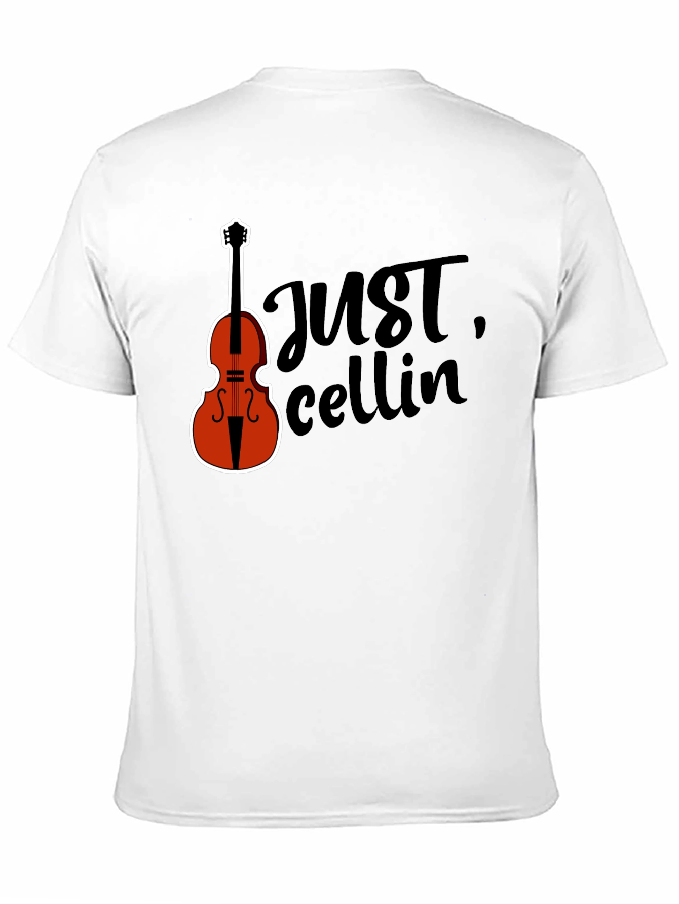 Black Just Cellin' Black T-Shirt with Cello Graphic view 11