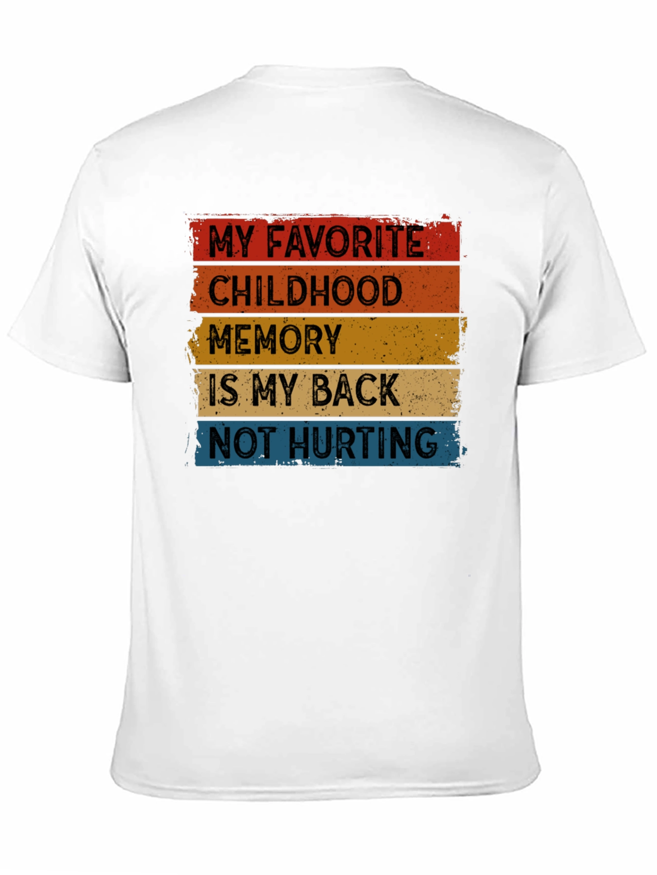 Black Funny Back Pain T-Shirt - "Childhood Memory" view 11