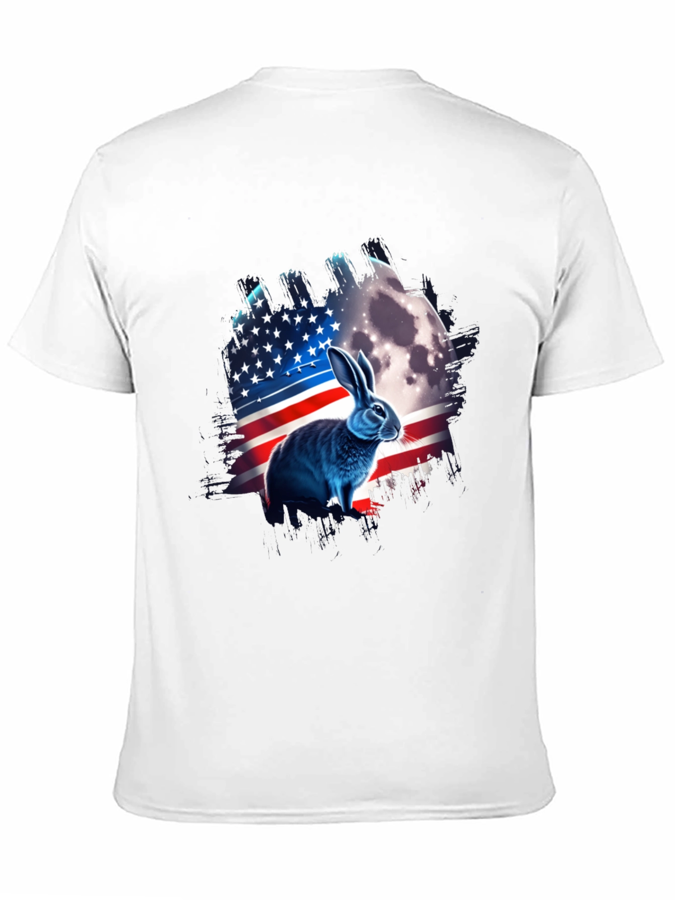 Black Patriotic Rabbit USA Flag T-Shirt view 11