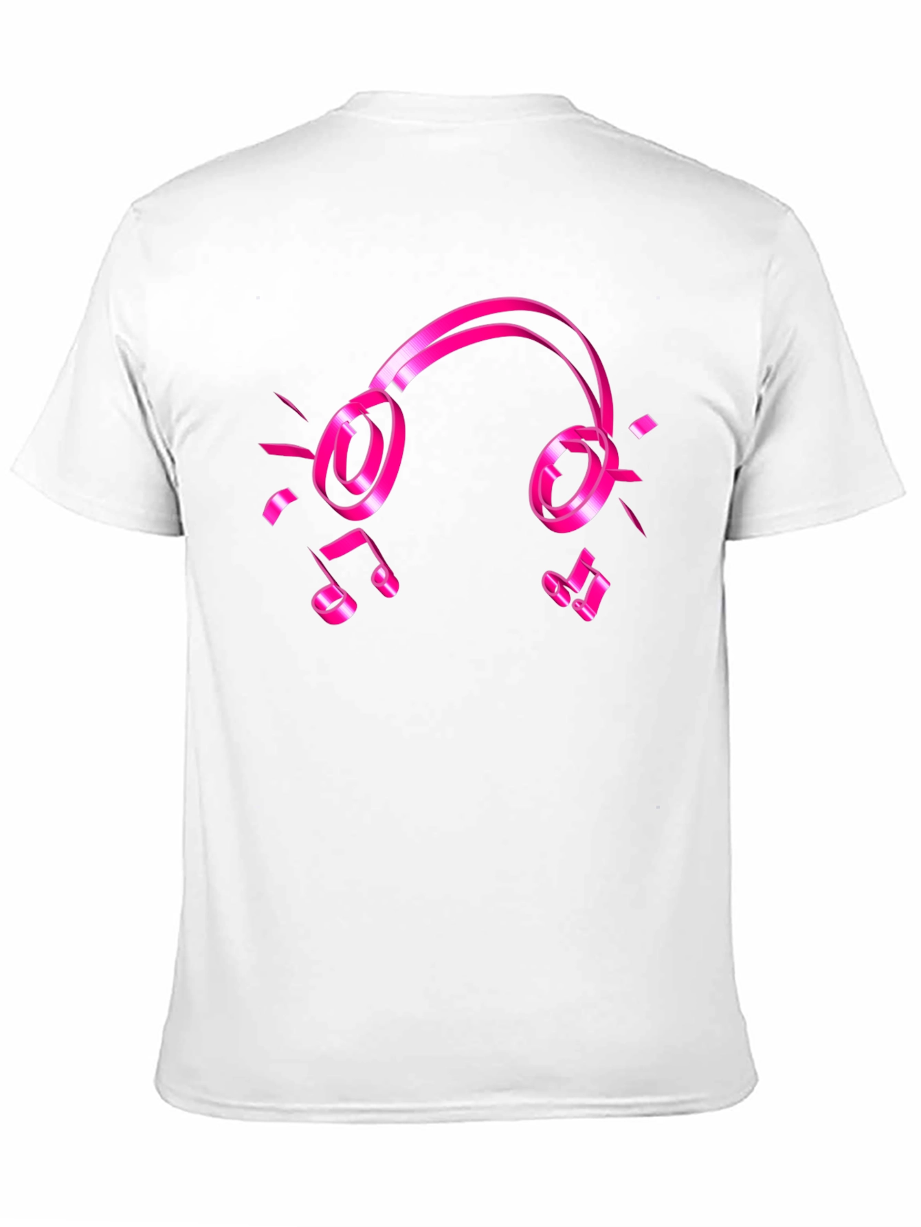 Black Black Tee with Pink Headphones and Music Notes Graphic view 11