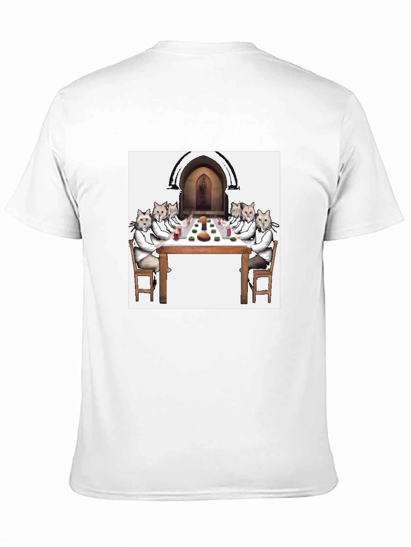 Black Cat Supper Black T-Shirt - Unique Feline Dinner Party Design view 11