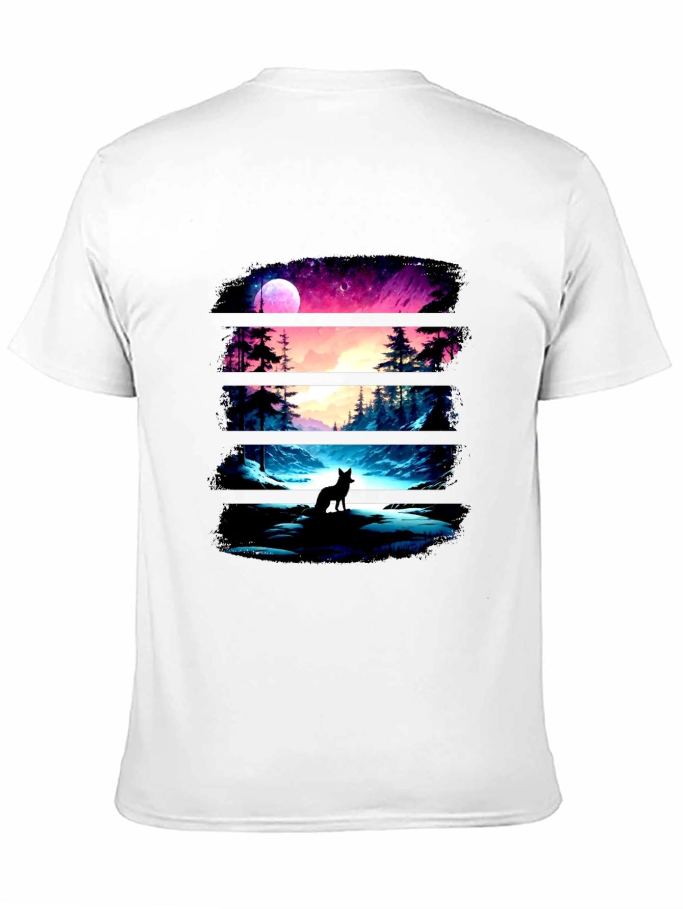 Black Wolf Landscape Black Graphic Tee view 11