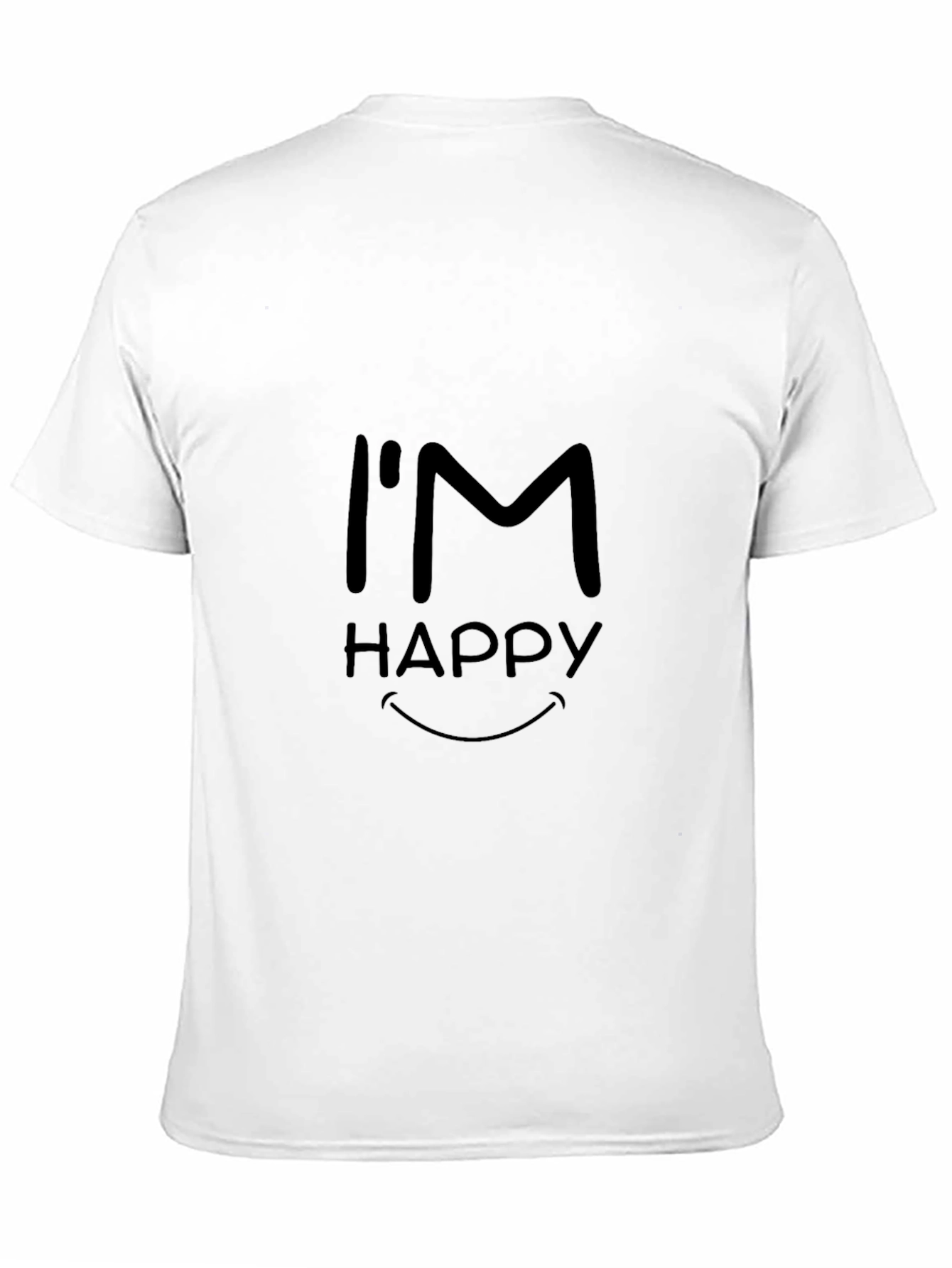 Black I'm Happy Graphic T-Shirt - Black, Short Sleeve, Casual view 11
