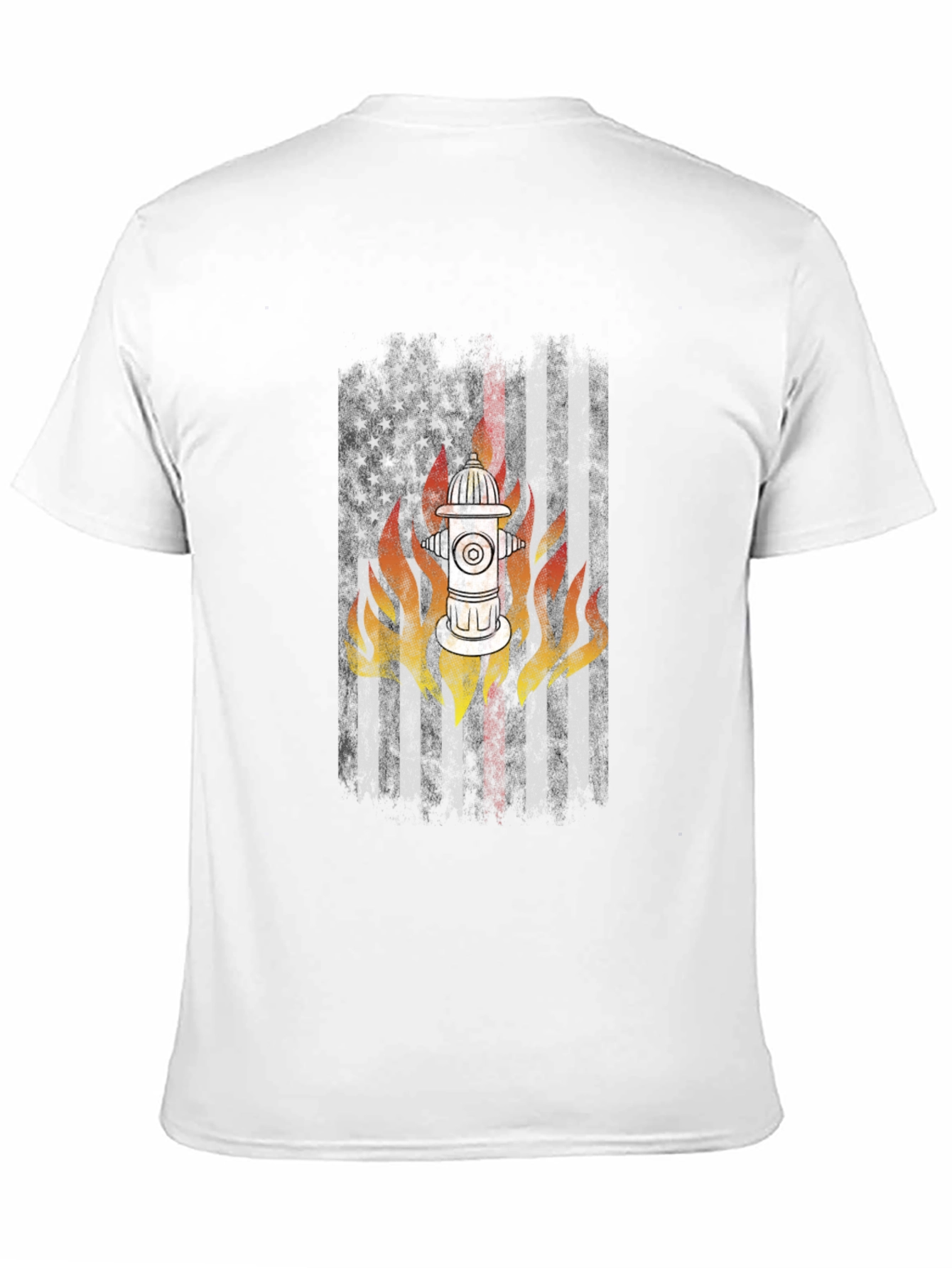 Black Firefighter USA Flag Hydrant T-Shirt view 11