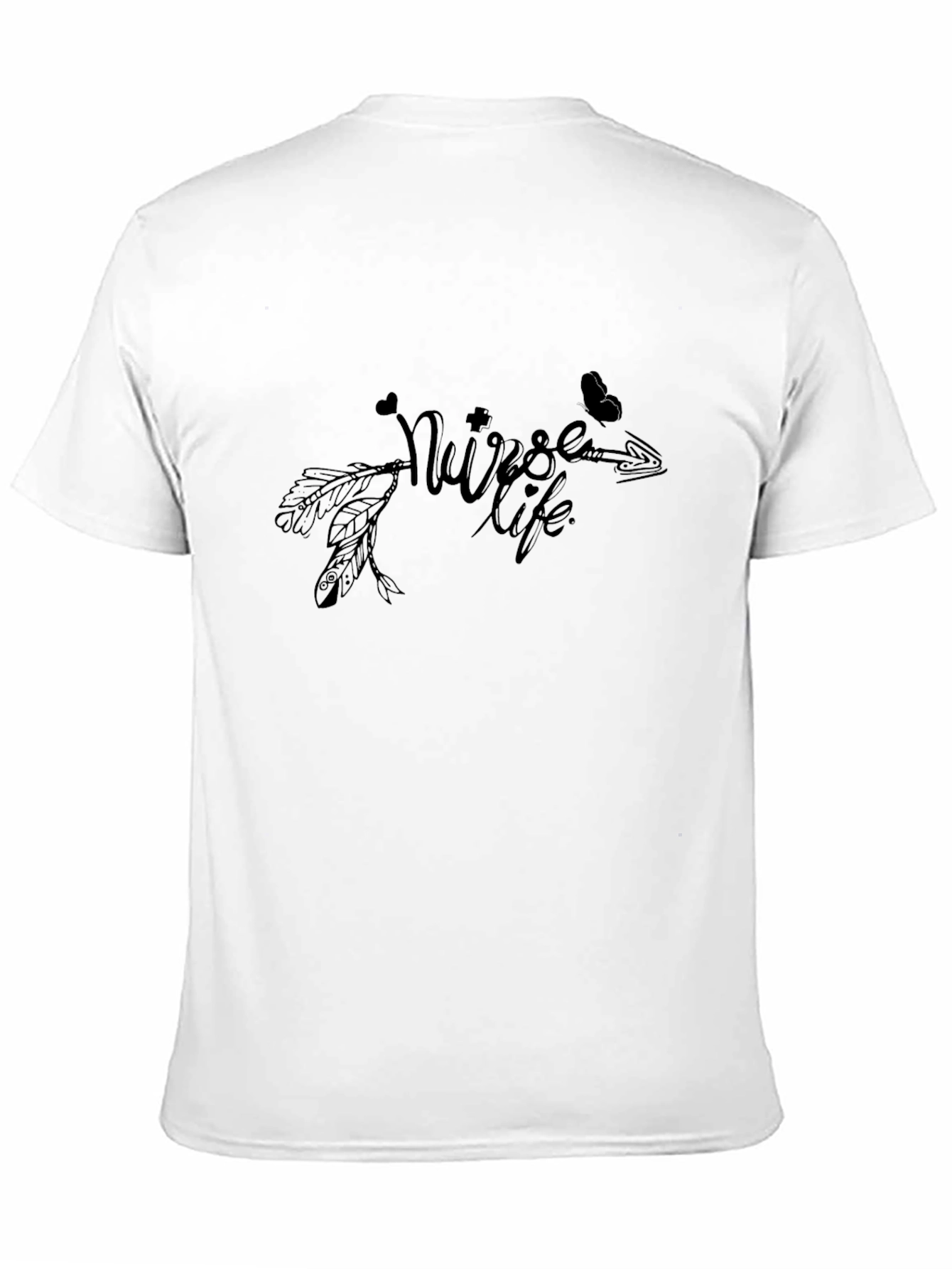 Black Nurse Life T-Shirt - Heart and Arrow Design view 11