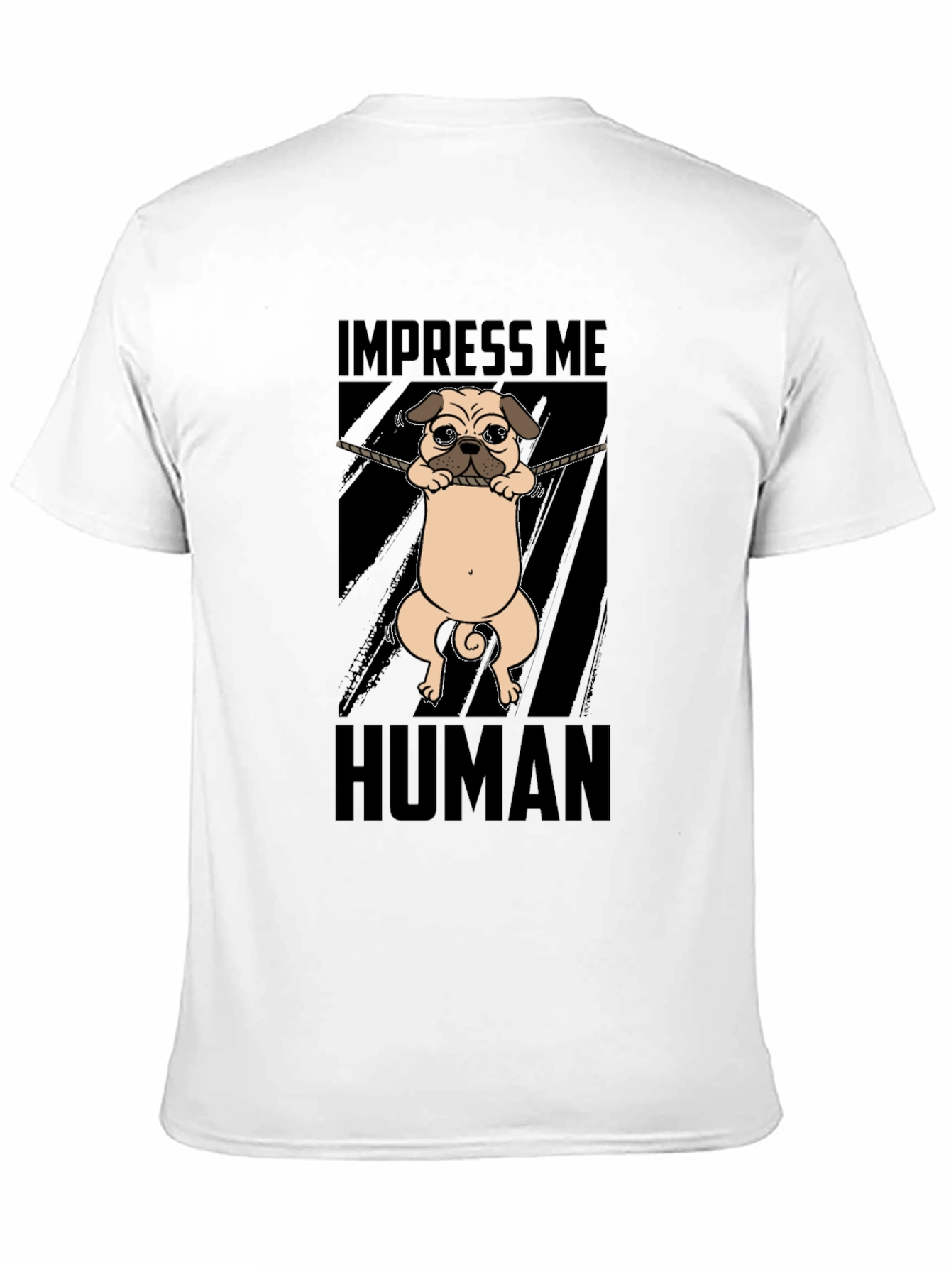 Black Impress Me Human Pug Graphic T-Shirt view 11