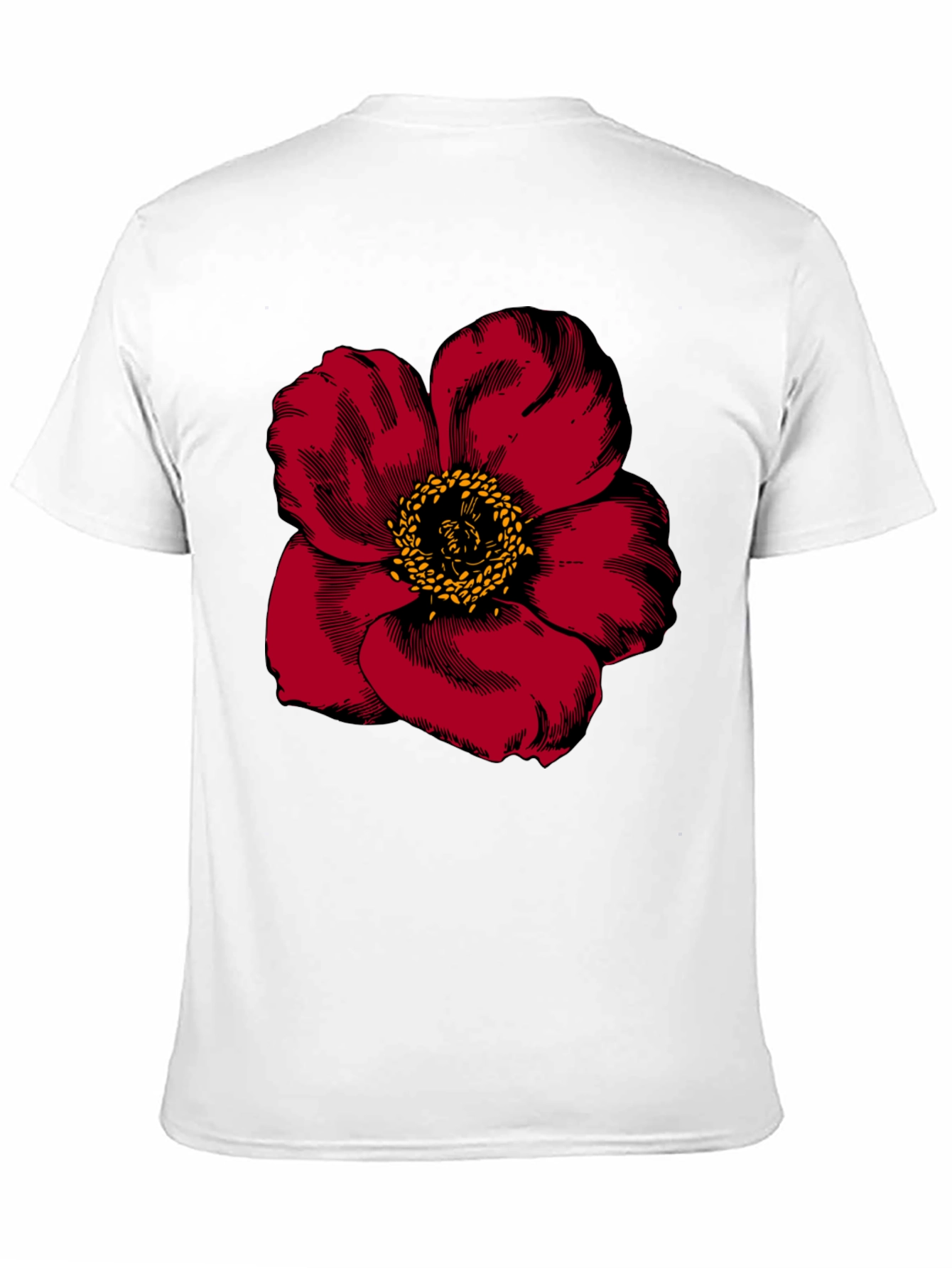 Black Bold Red Flower Graphic Tee - Men's Black T-Shirt view 11