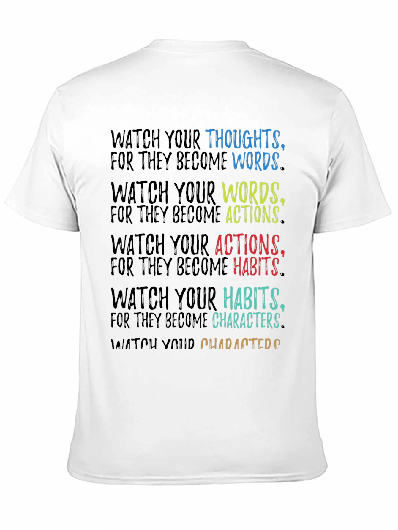 Black Inspirational Quote T-Shirt - Watch Your Thoughts view 11