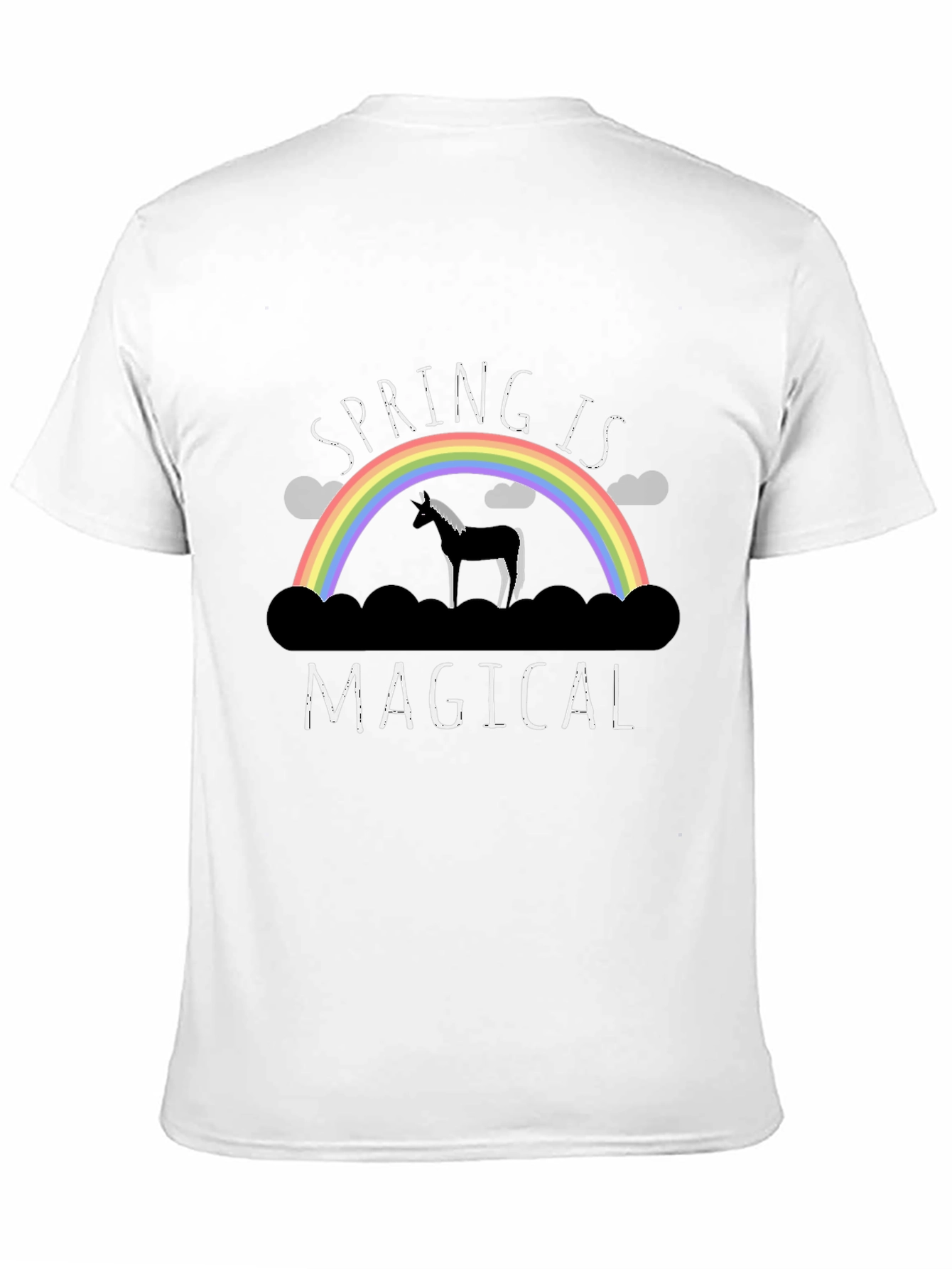 Black Spring Is Magical Unicorn Rainbow T-Shirt view 11