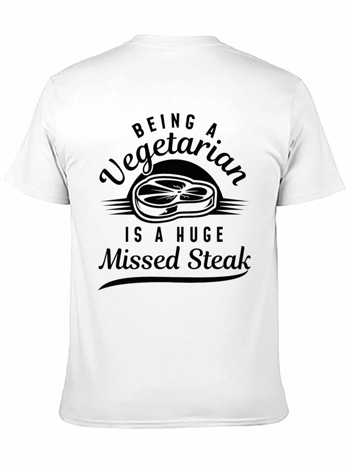 Black Funny Vegetarian Missed Steak Graphic T-Shirt view 11
