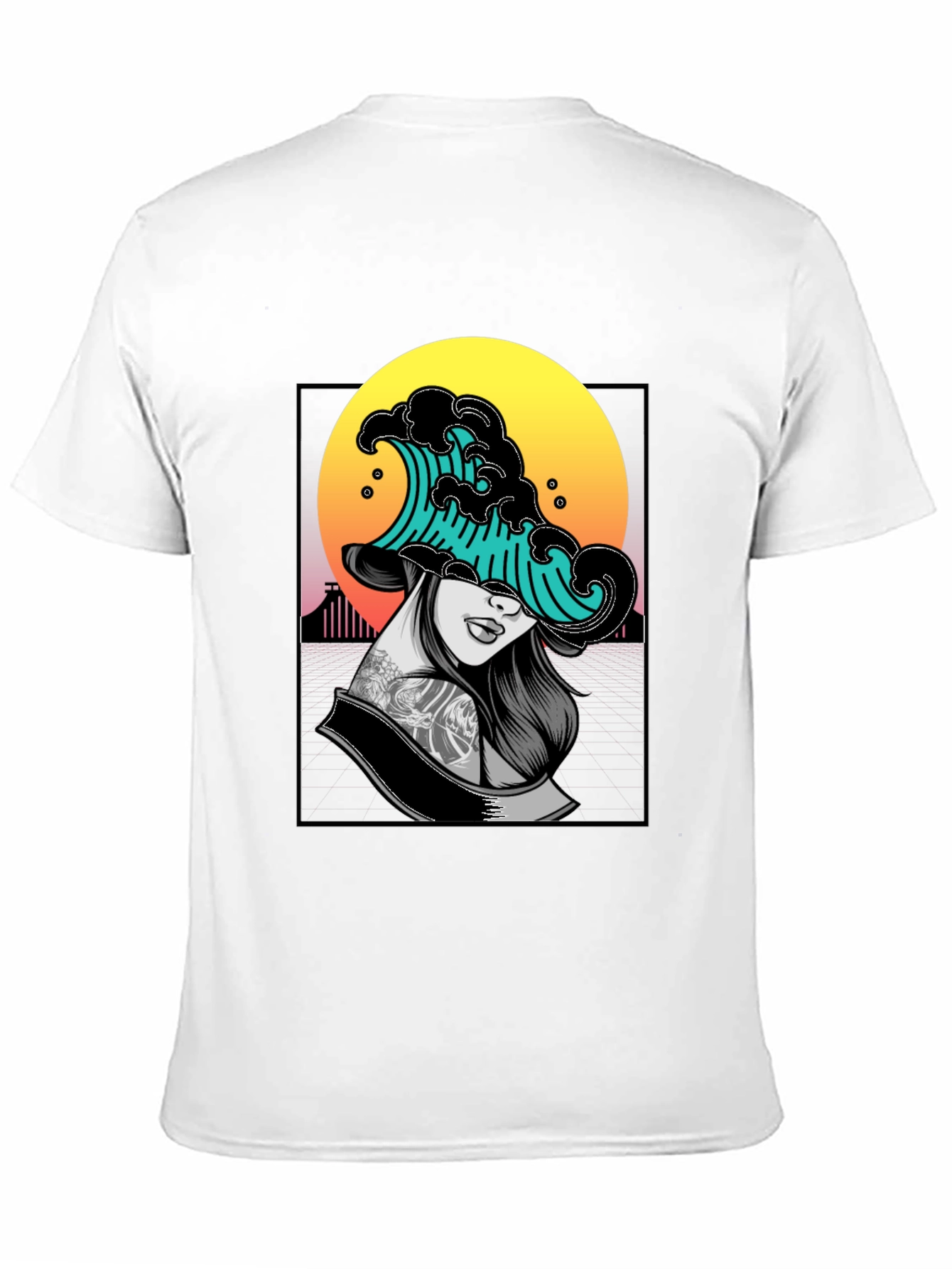 Black Wave Woman Graphic Tee - Unique Black T-Shirt view 11
