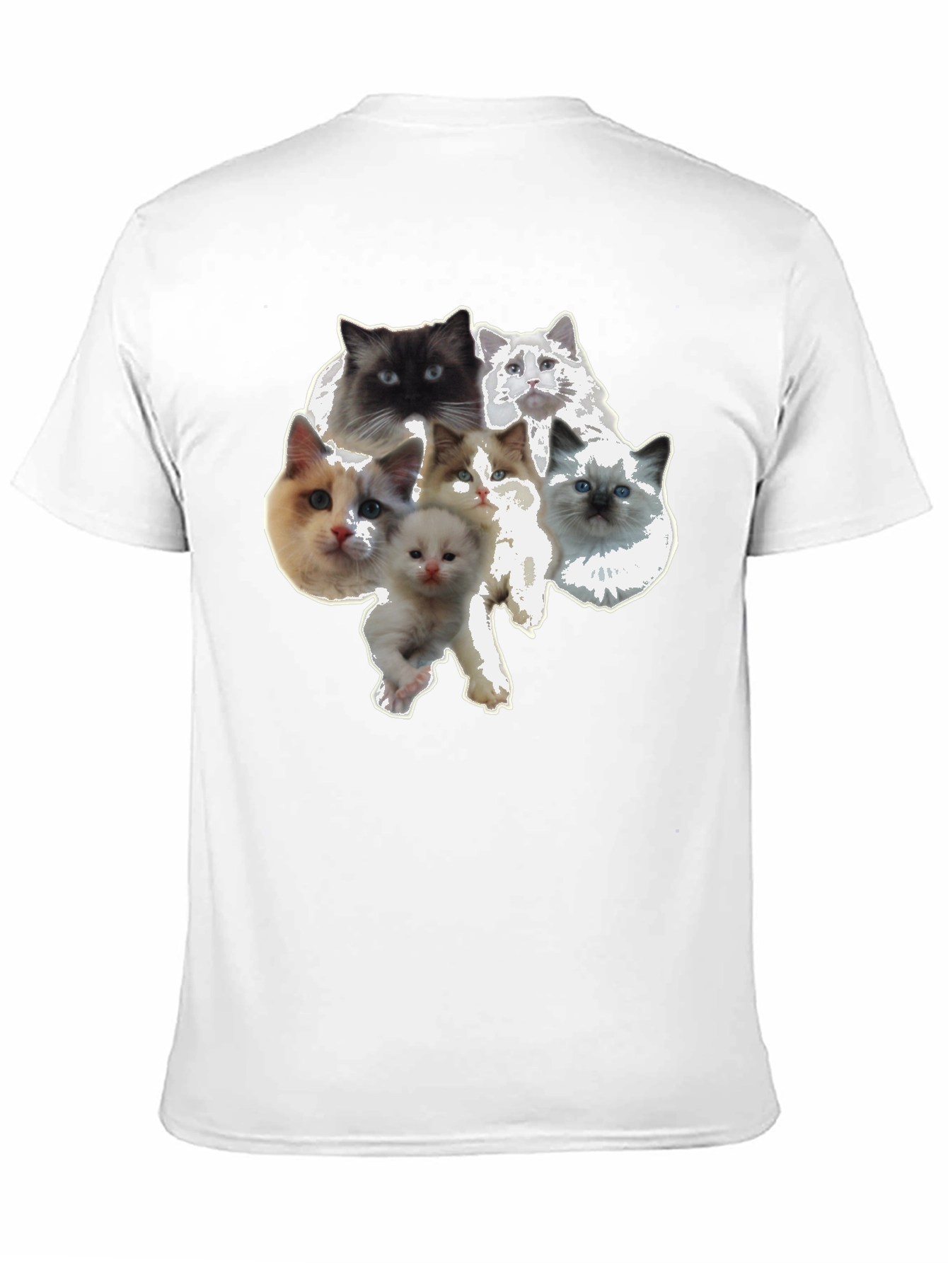 Black Cute Cat Faces Black T-Shirt view 11