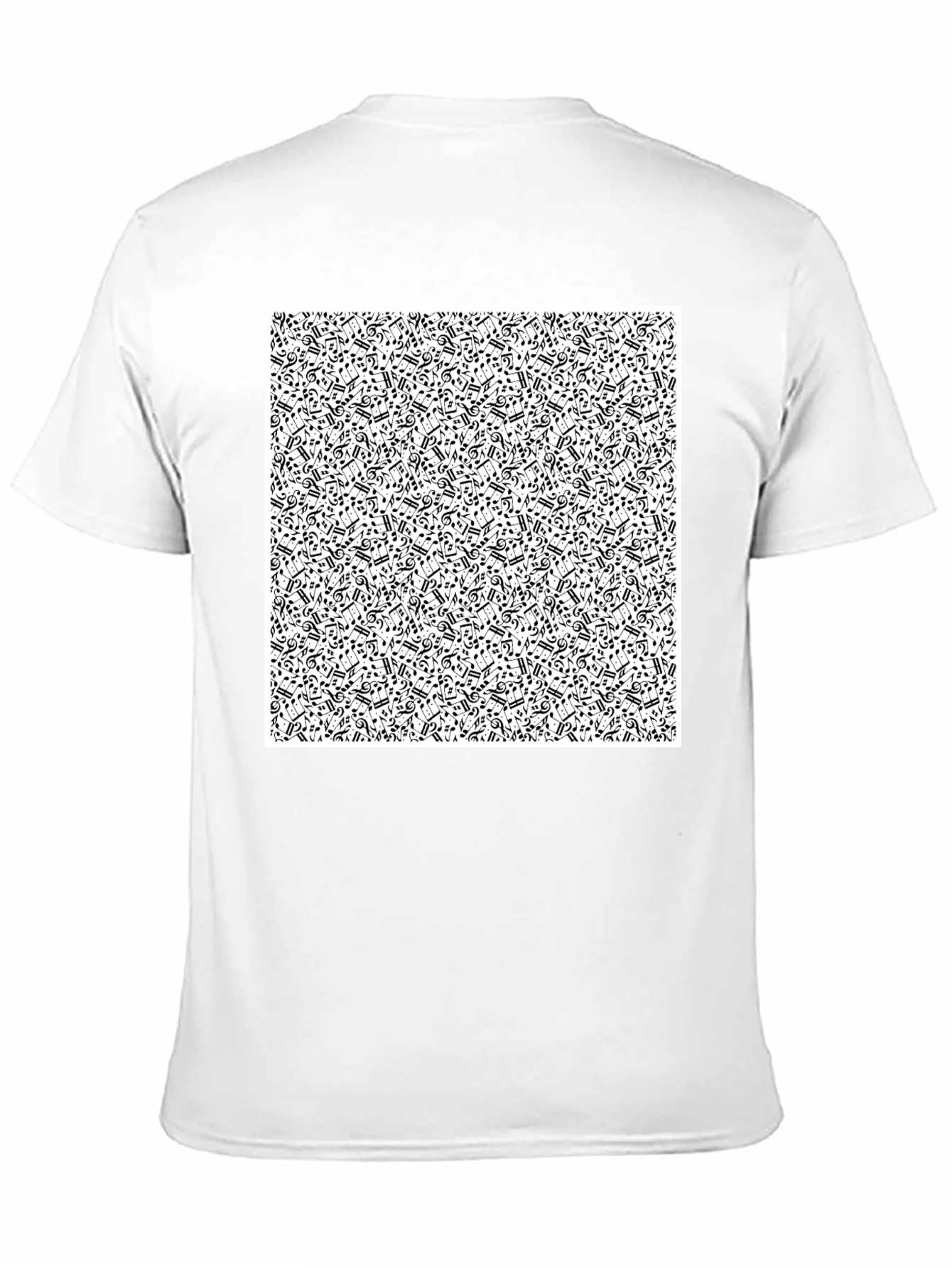 Black Musical Notes Pattern Black T-Shirt view 11