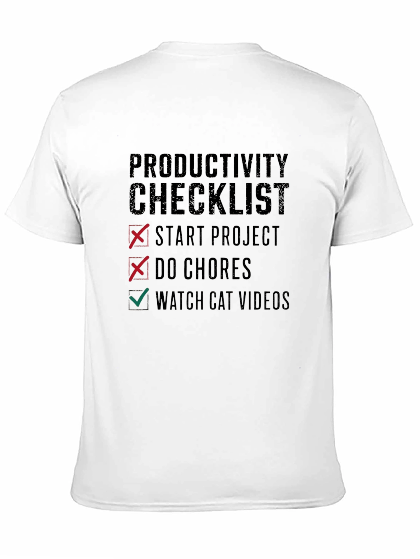 Black Productivity Checklist Graphic Tee - Watch Cat Videos! view 11