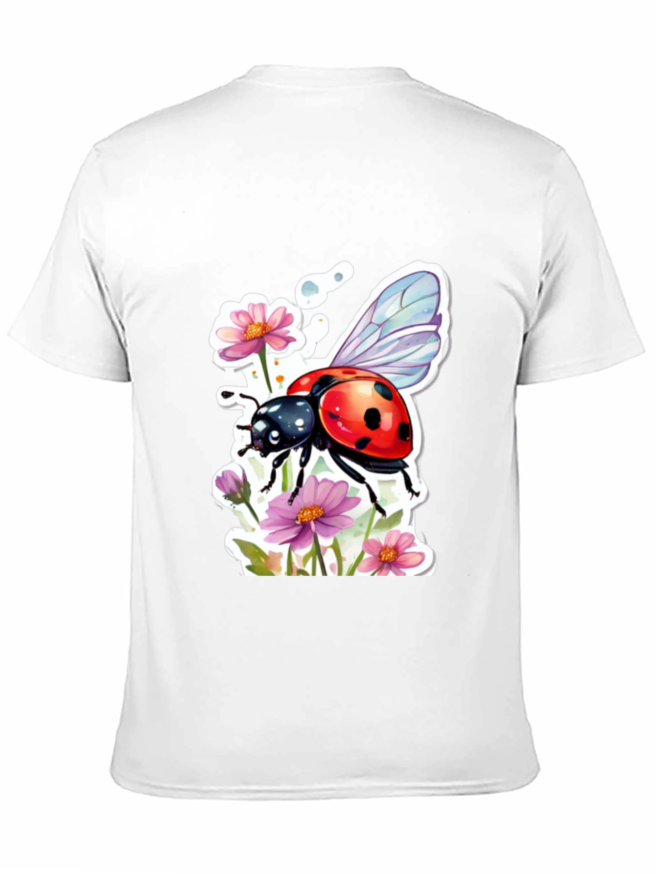 Black Ladybug & Floral Graphic Tee - Trendy Black T-Shirt view 11
