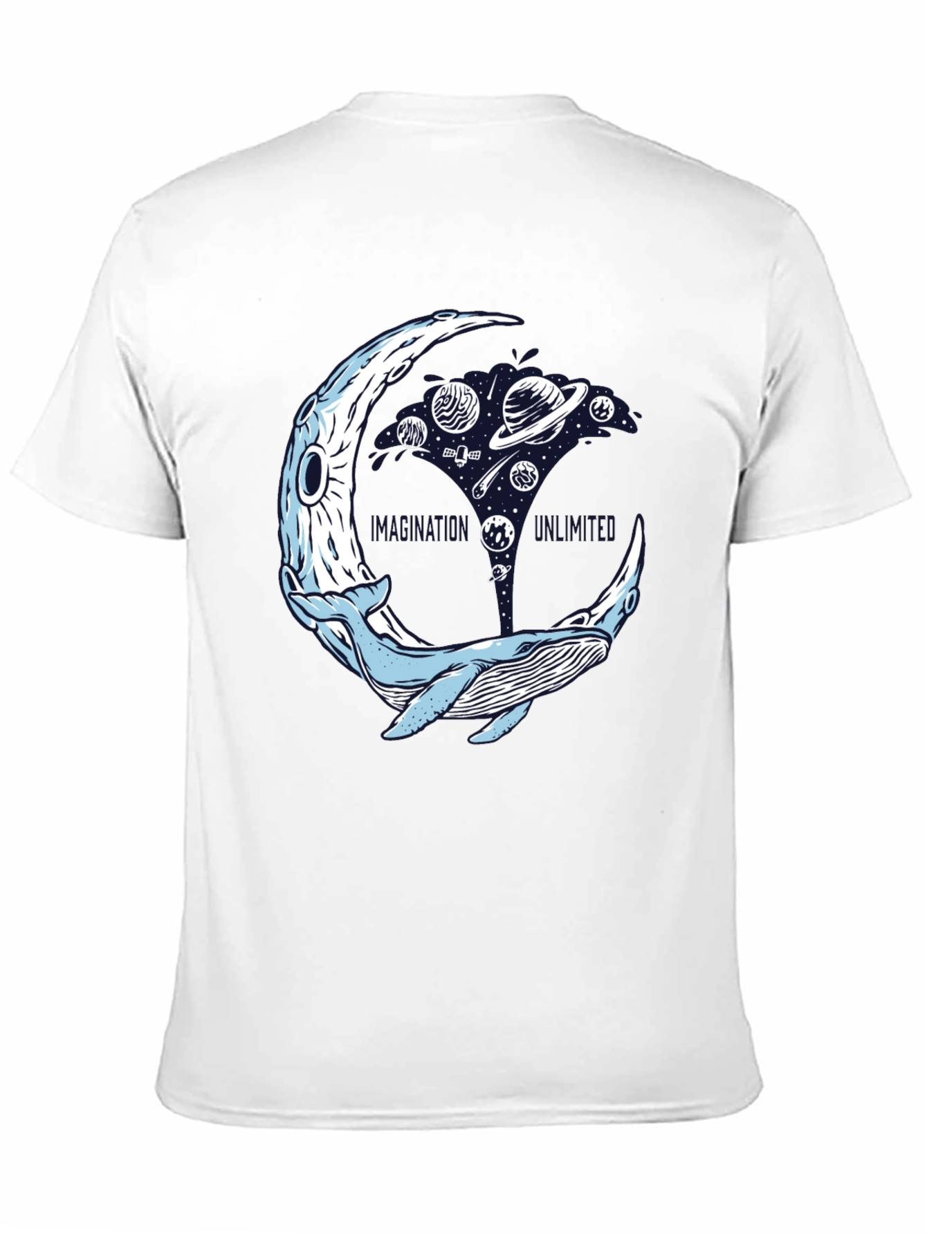 Black Cosmic Whale T-Shirt - Space Moon view 11