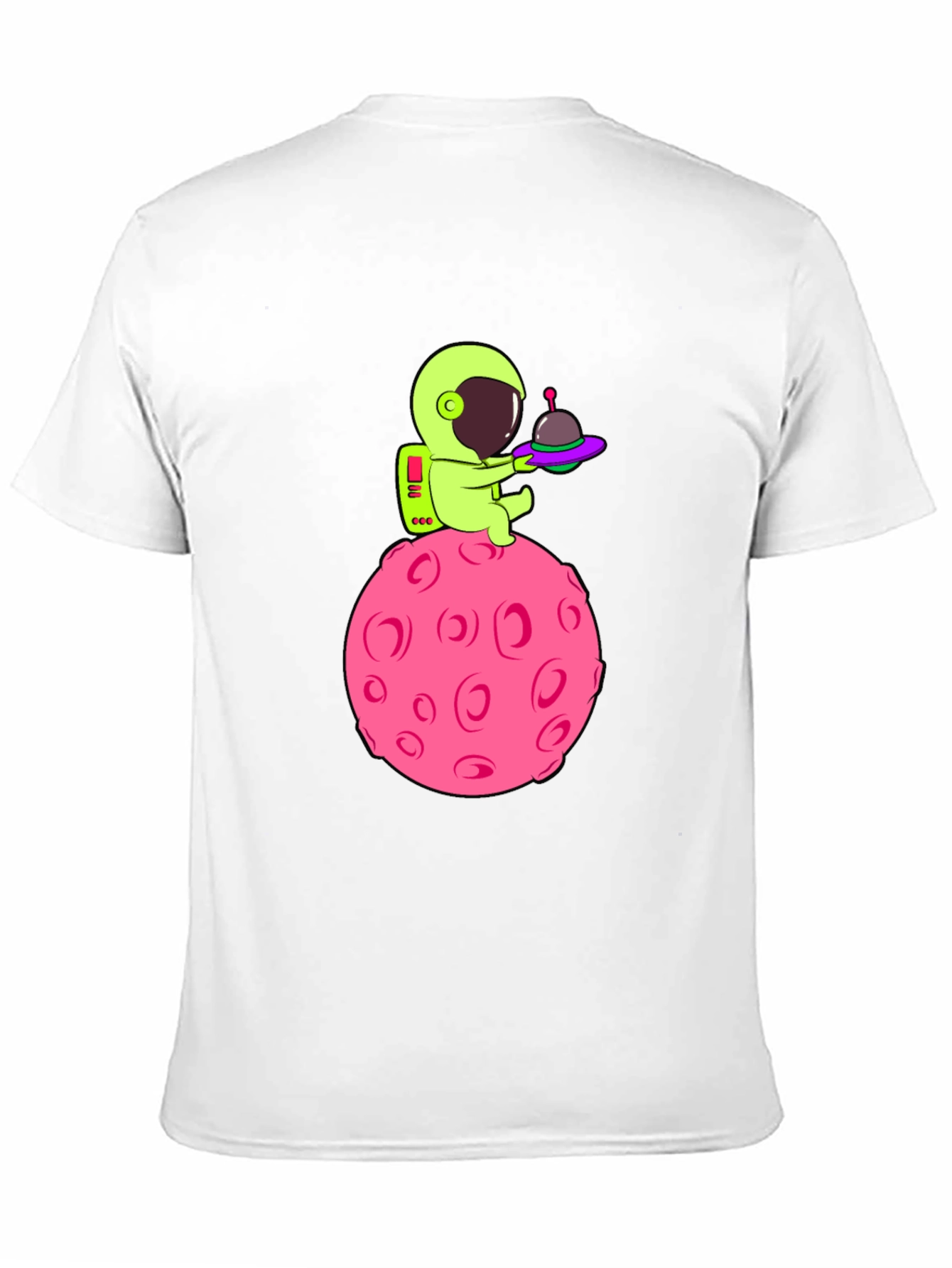 Black Astronaut on Pink Moon Graphic T-Shirt view 11